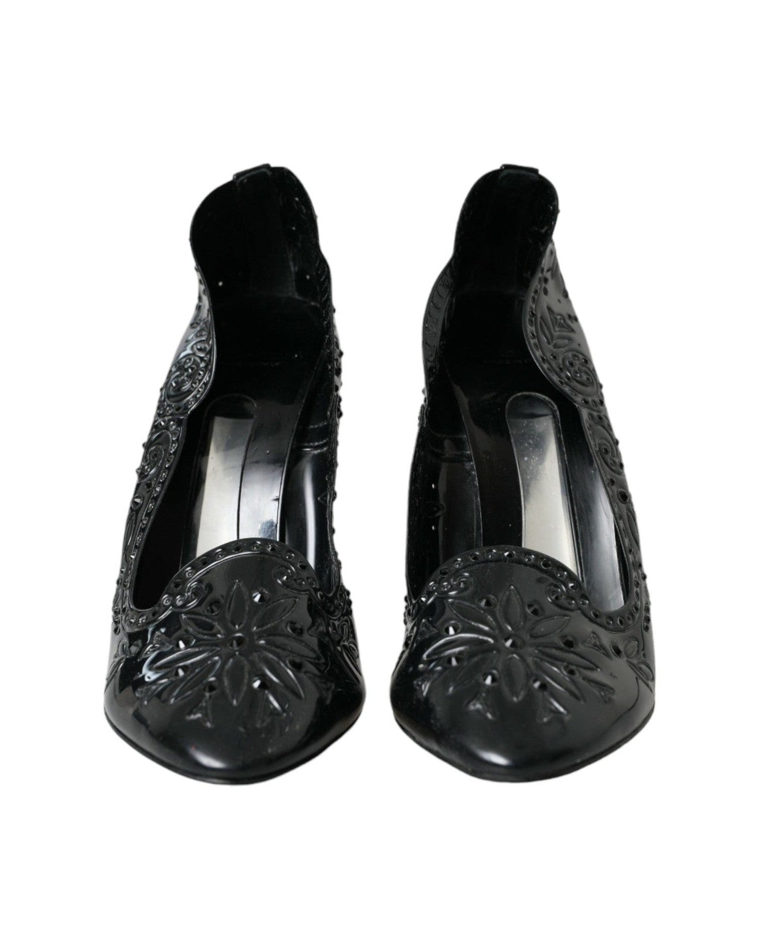 Dolce & Gabbana Black Crystal Cinderella Heels Pumps Shoes Heels