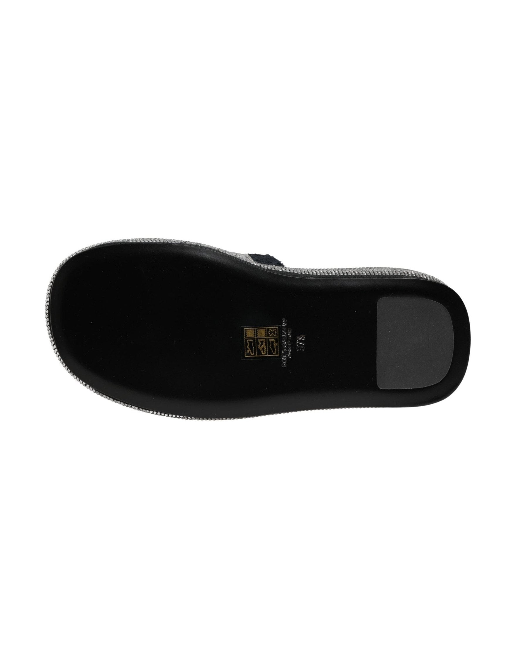 Dolce & Gabbana Black Crystal Embellished Platform Slides Shoes 