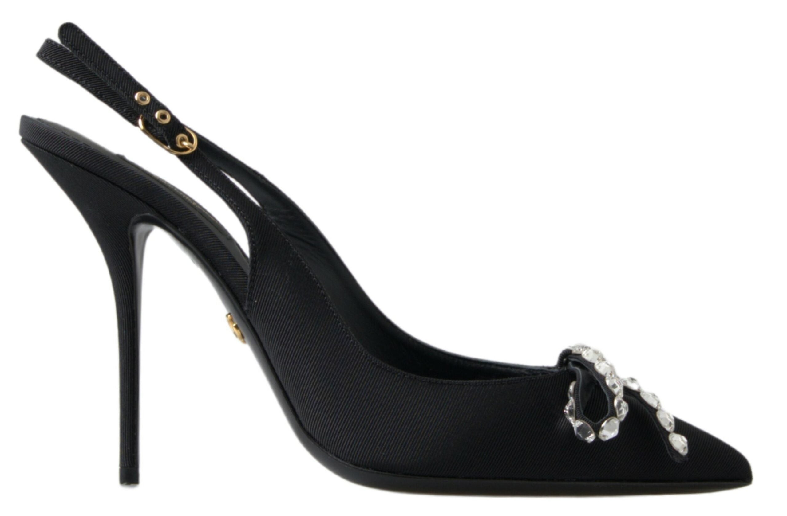 Dolce & Gabbana Black Crystal Embellished Slingback Heel Glam Steals