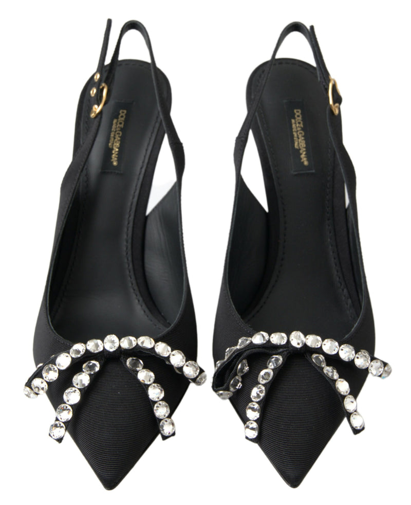 Dolce & Gabbana Black Crystal Embellished Slingback Heel Glam Steals