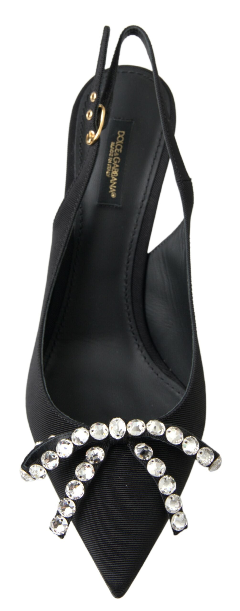 Dolce & Gabbana Black Crystal Embellished Slingback Heel Glam Steals