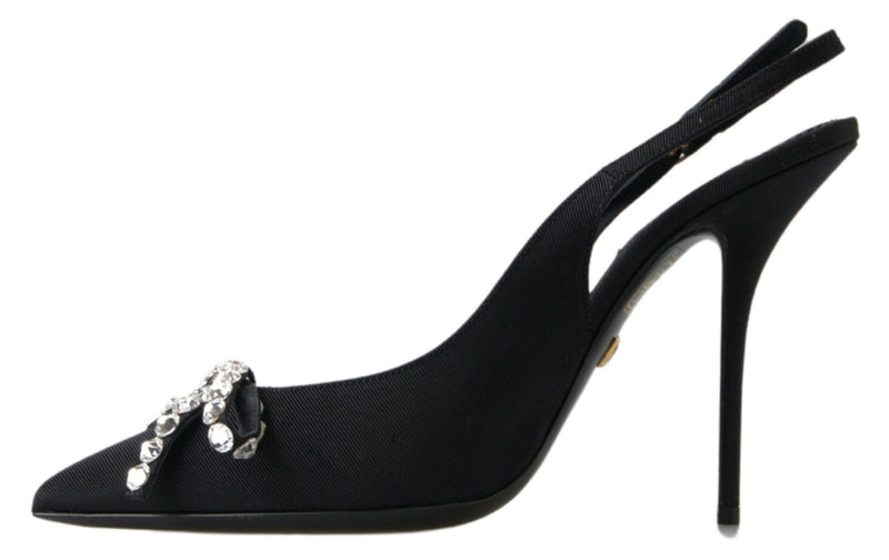 Dolce & Gabbana Black Crystal Embellished Slingback Heel Glam Steals