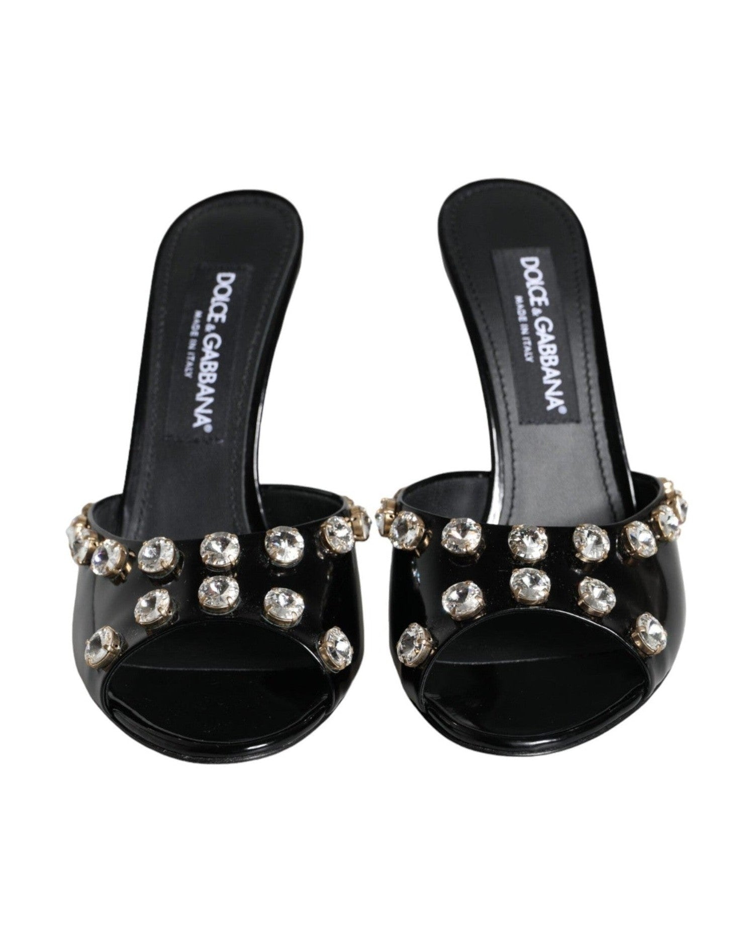 Dolce & Gabbana Black Crystal Heels Keira Sandals Shoes Heels