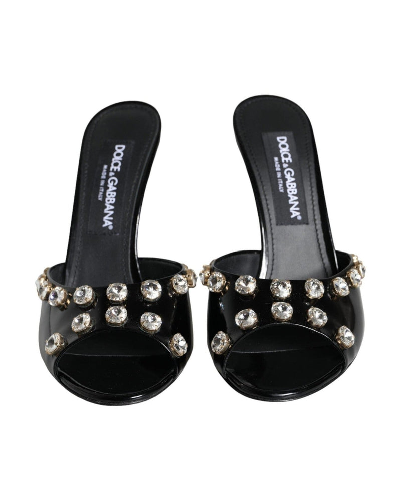 Dolce & Gabbana Black Crystal Heels Keira Sandals Shoes Heels
