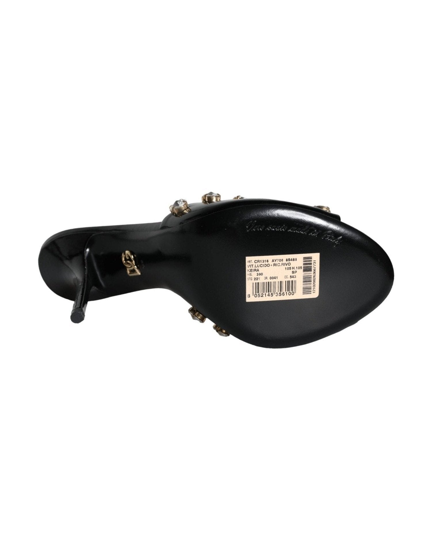 Dolce & Gabbana Black Crystal Heels Keira Sandals Shoes Heels