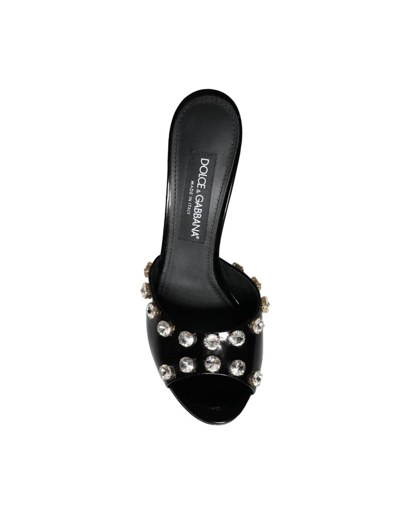 Dolce & Gabbana Black Crystal Heels Keira Sandals Shoes Glam Steals