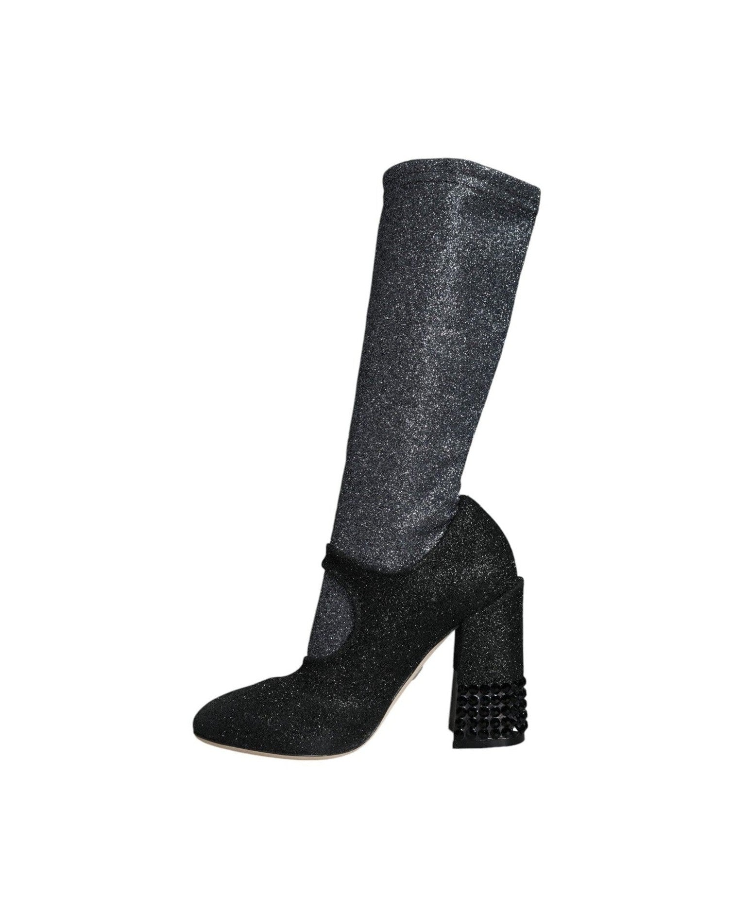 Dolce & Gabbana Black Crystal Mary Janes Booties Shoes Boots