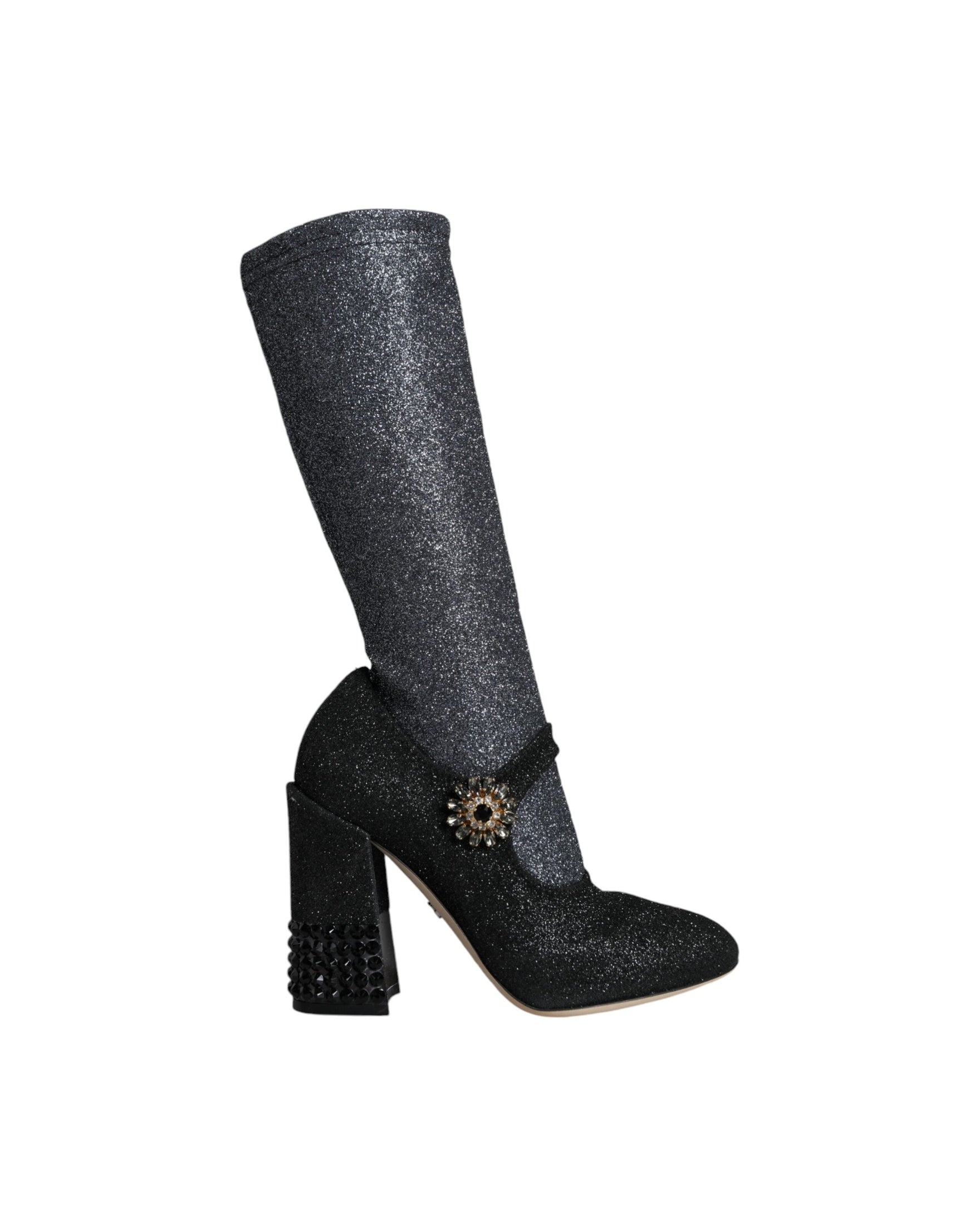 Dolce & Gabbana Black Crystal Mary Janes Booties Shoes Glam Steals