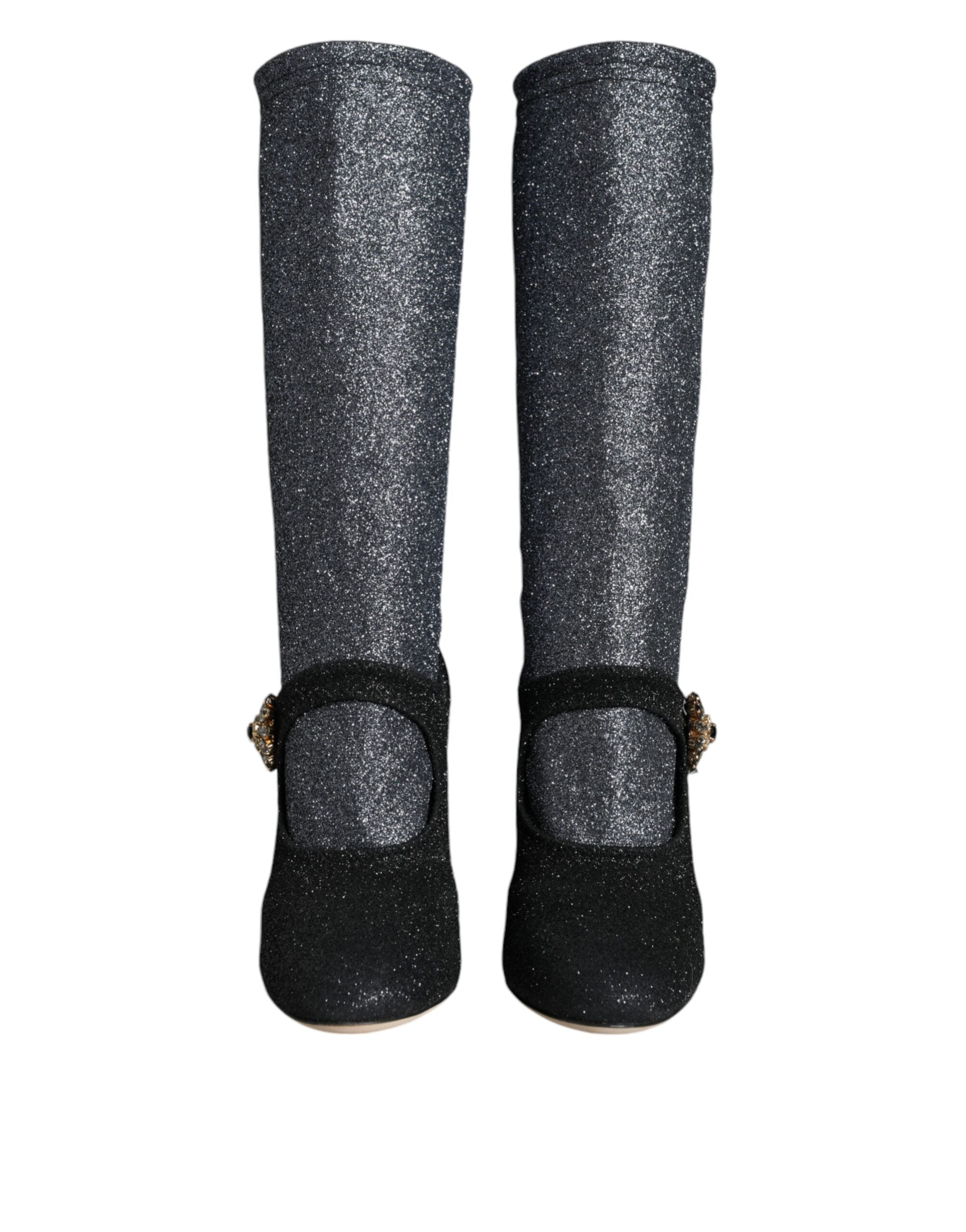 Dolce & Gabbana Black Crystal Mary Janes Booties Shoes Glam Steals