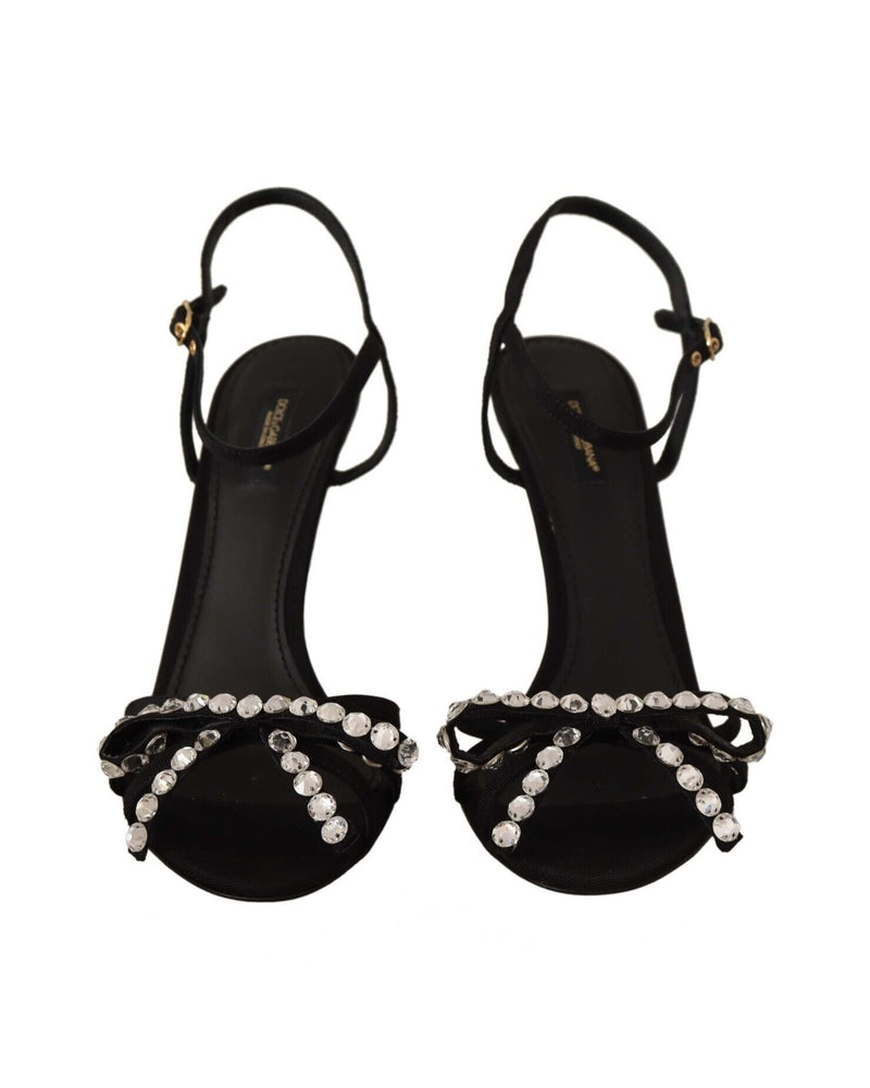 Dolce & Gabbana Black Crystals Ankle Strap Heels Glam Steals