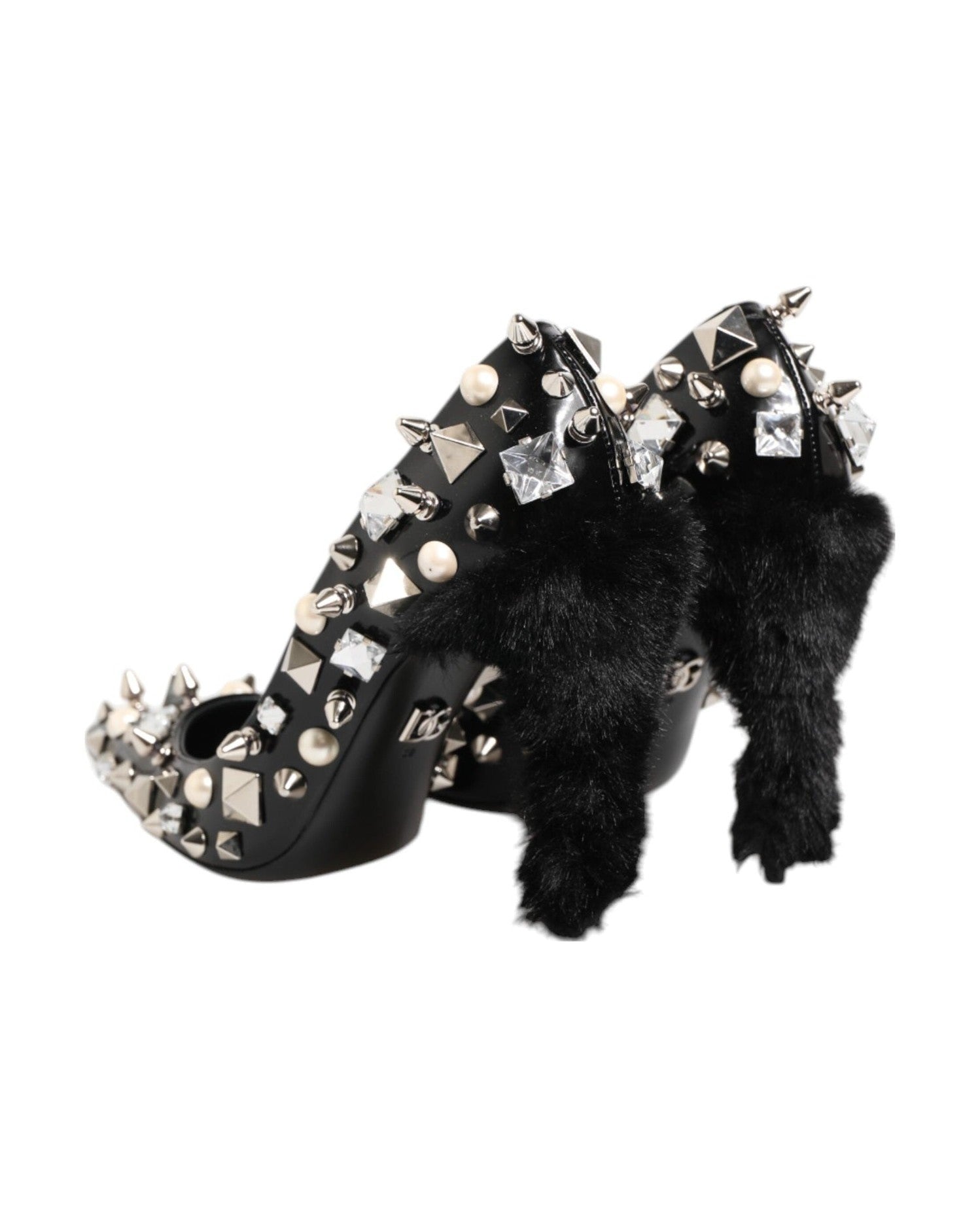 Dolce & Gabbana Black Crystals Studs Stiletto Pumps Shoes Heels