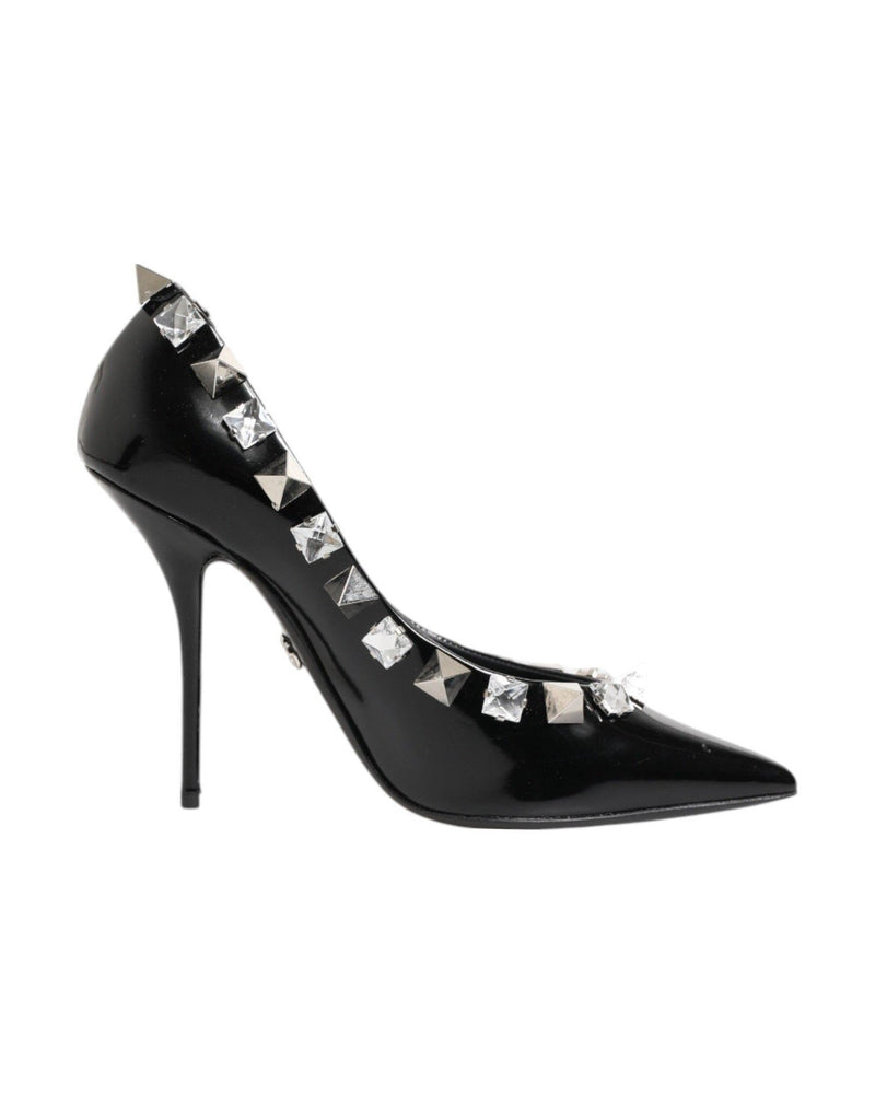 Dolce & Gabbana Black Crystals Studs Stiletto Pumps Shoes Heels
