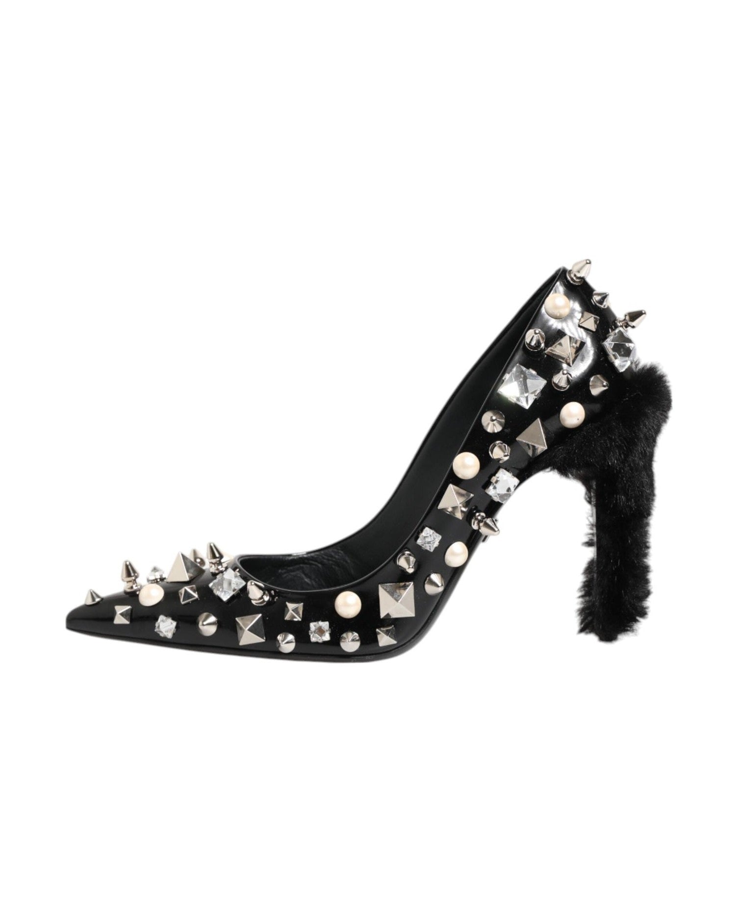 Dolce & Gabbana Black Crystals Studs Stiletto Pumps Shoes Heels