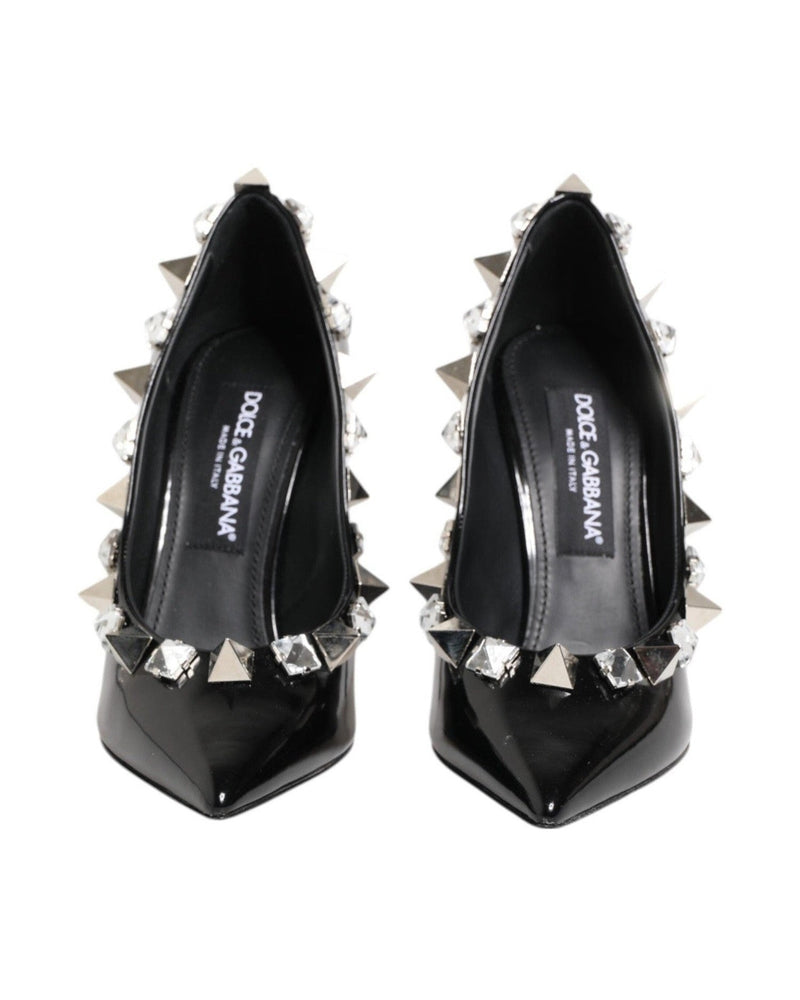 Dolce & Gabbana Black Crystals Studs Stiletto Pumps Shoes Heels