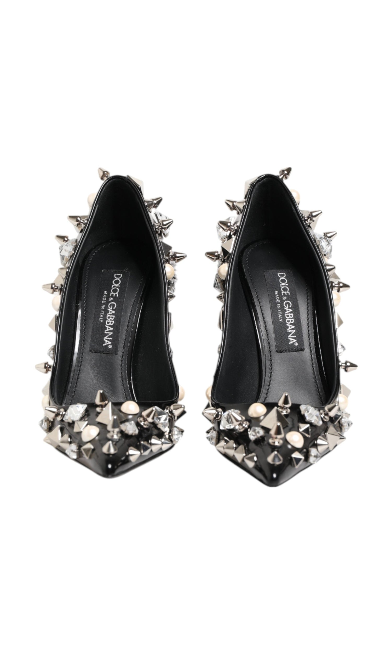 Dolce & Gabbana Black Crystals Studs Stiletto Pumps Shoes Glam Steals