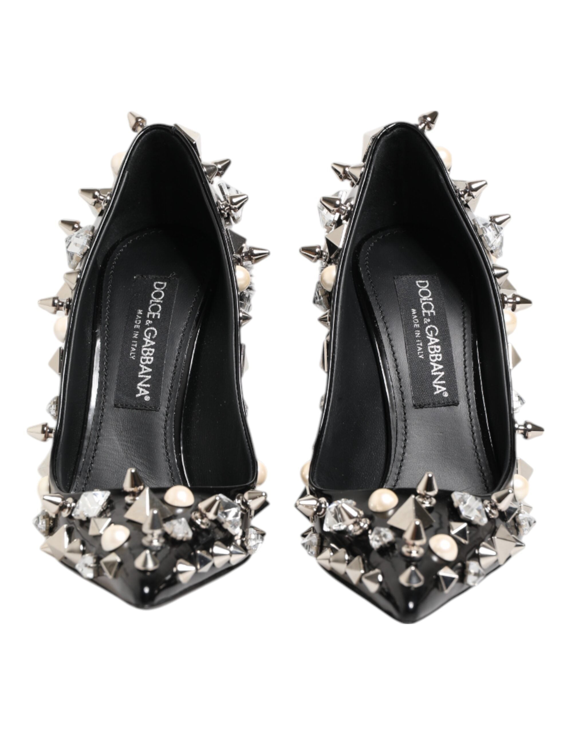 Dolce & Gabbana Black Crystals Studs Stiletto Pumps Shoes Glam Steals