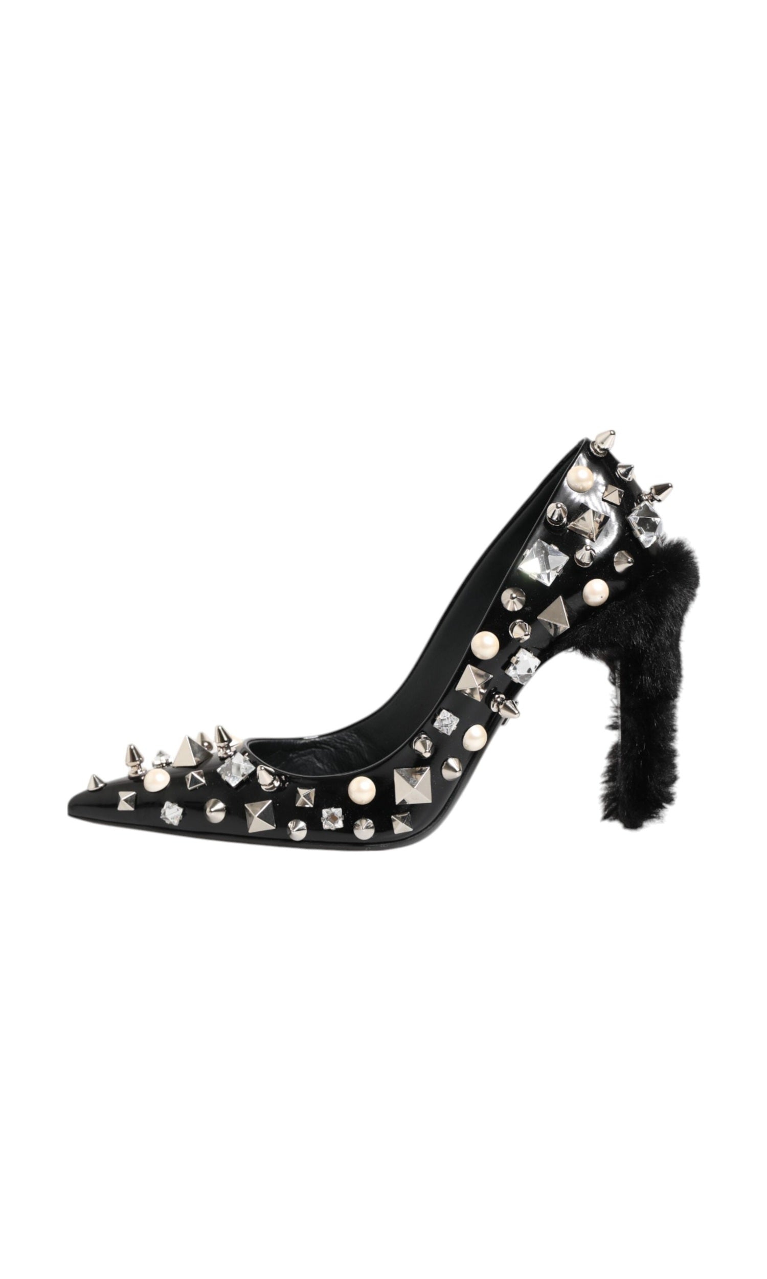 Dolce & Gabbana Black Crystals Studs Stiletto Pumps Shoes Glam Steals