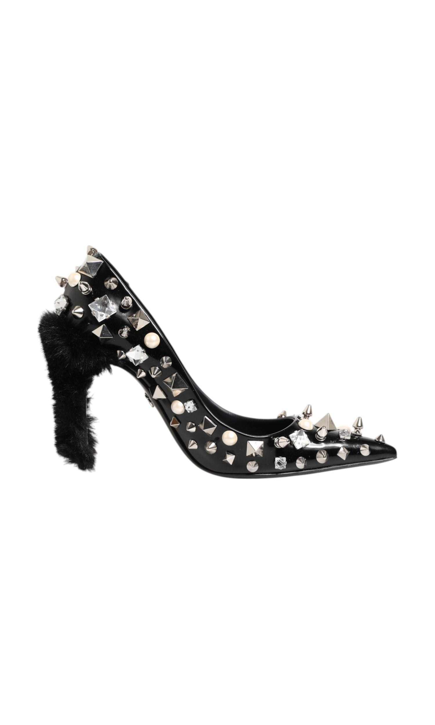 Dolce & Gabbana Black Crystals Studs Stiletto Pumps Shoes Glam Steals