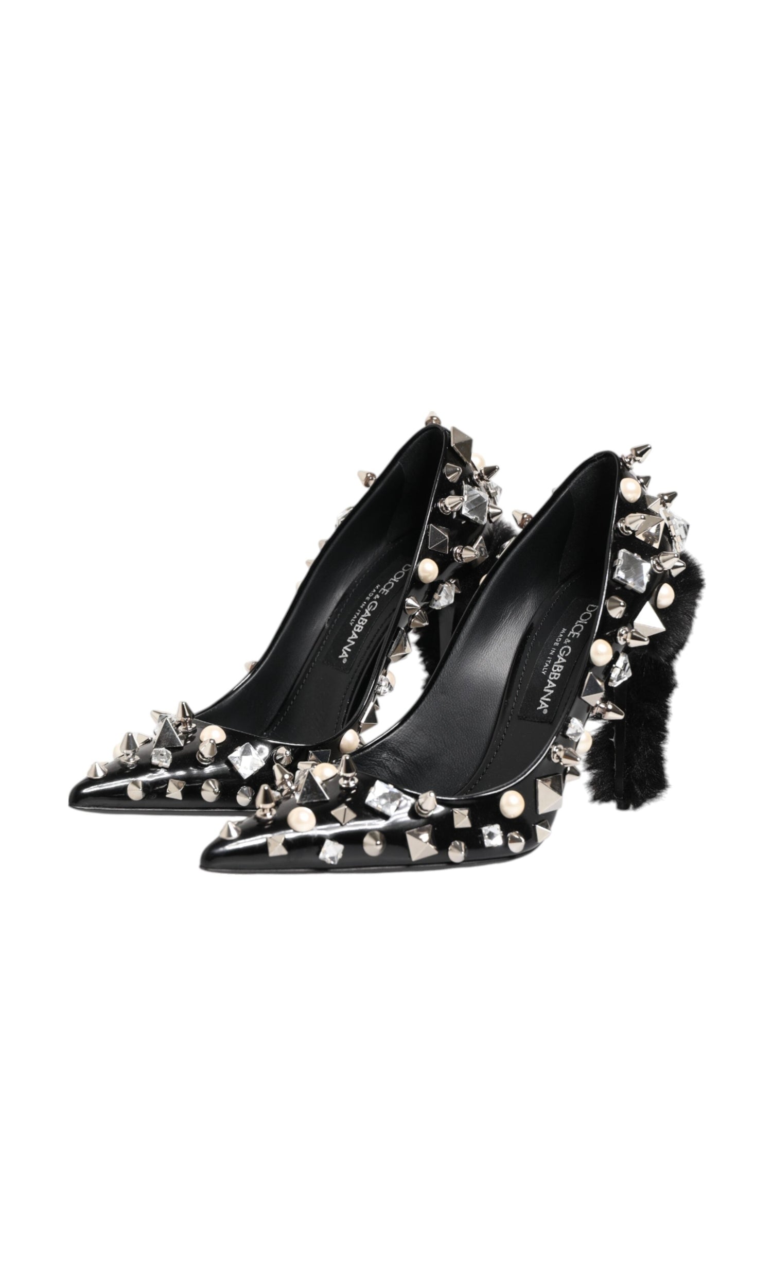 Dolce & Gabbana Black Crystals Studs Stiletto Pumps Shoes Glam Steals
