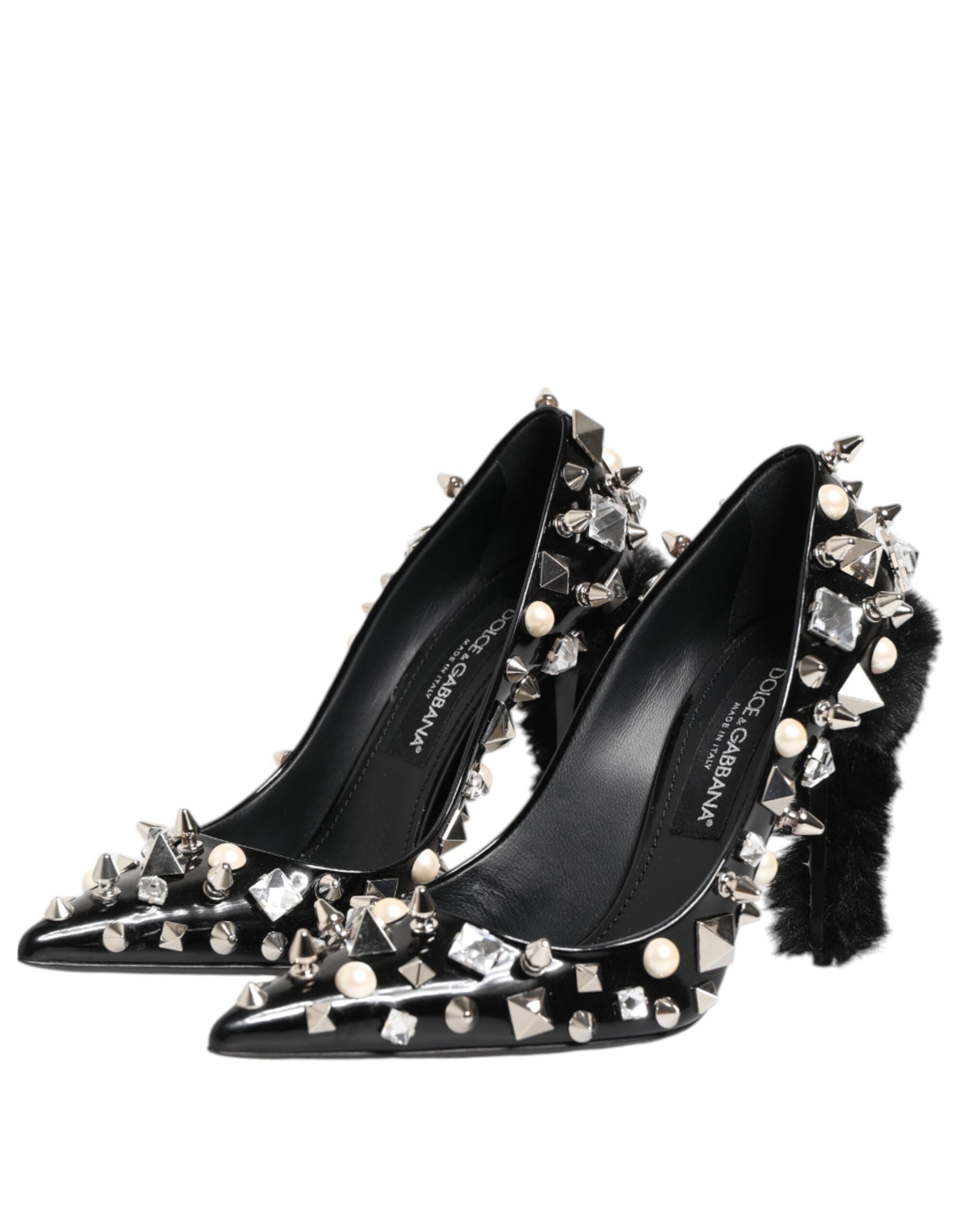Dolce & Gabbana Black Crystals Studs Stiletto Pumps Shoes Glam Steals
