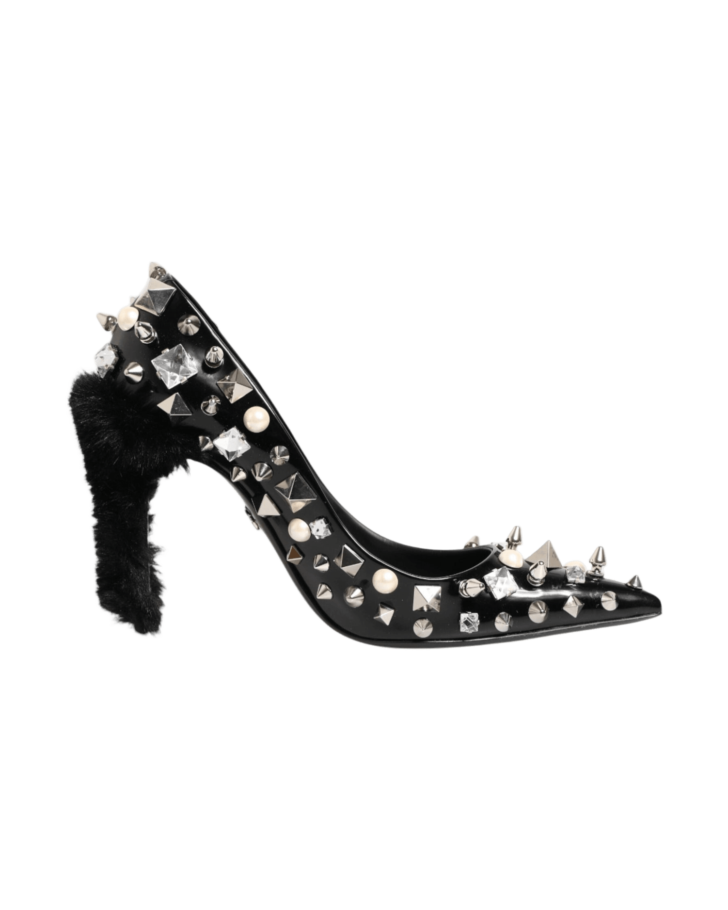 Dolce & Gabbana Black Crystals Studs Stiletto Pumps Shoes Heels