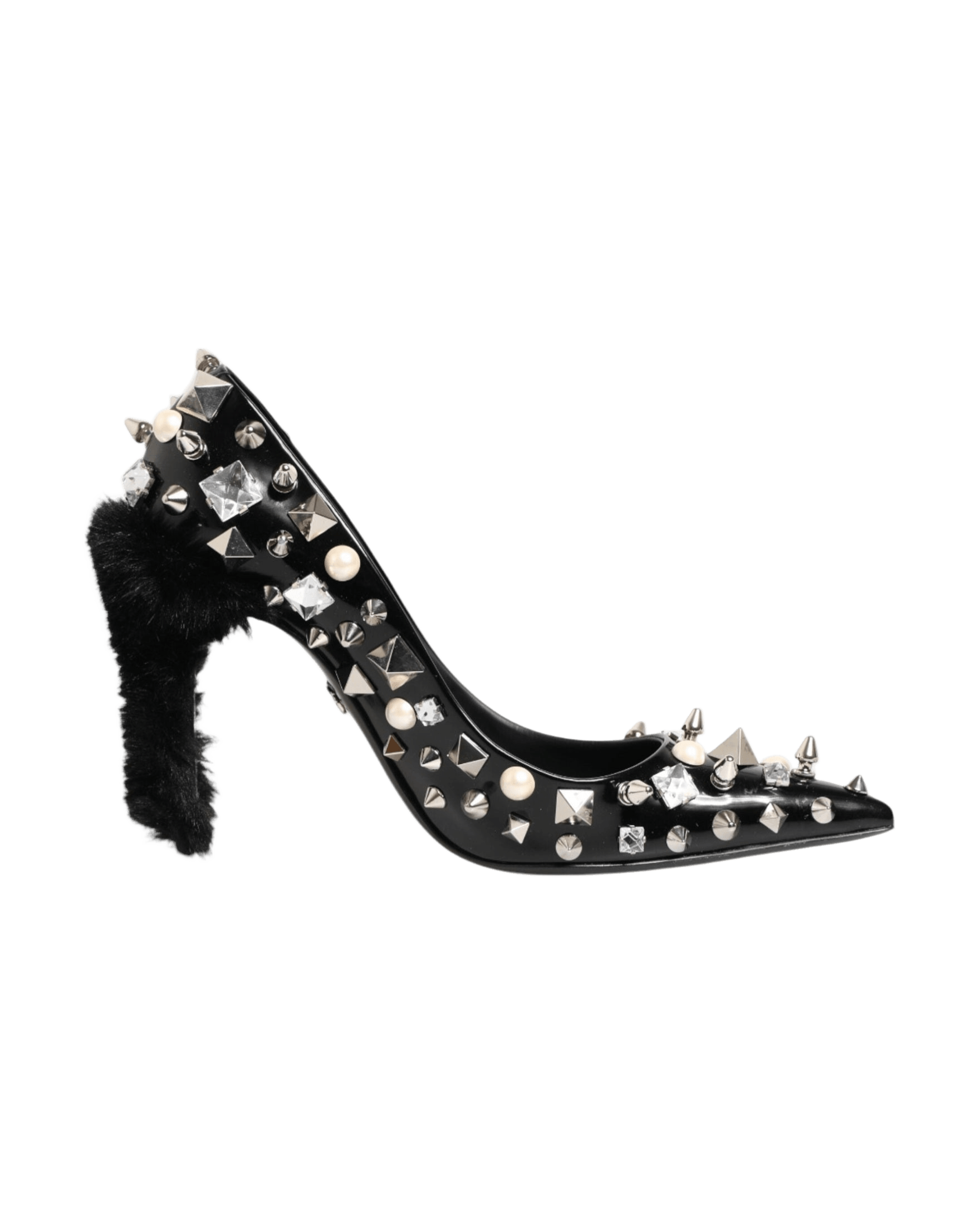 Dolce & Gabbana Black Crystals Studs Stiletto Pumps Shoes Glam Steals