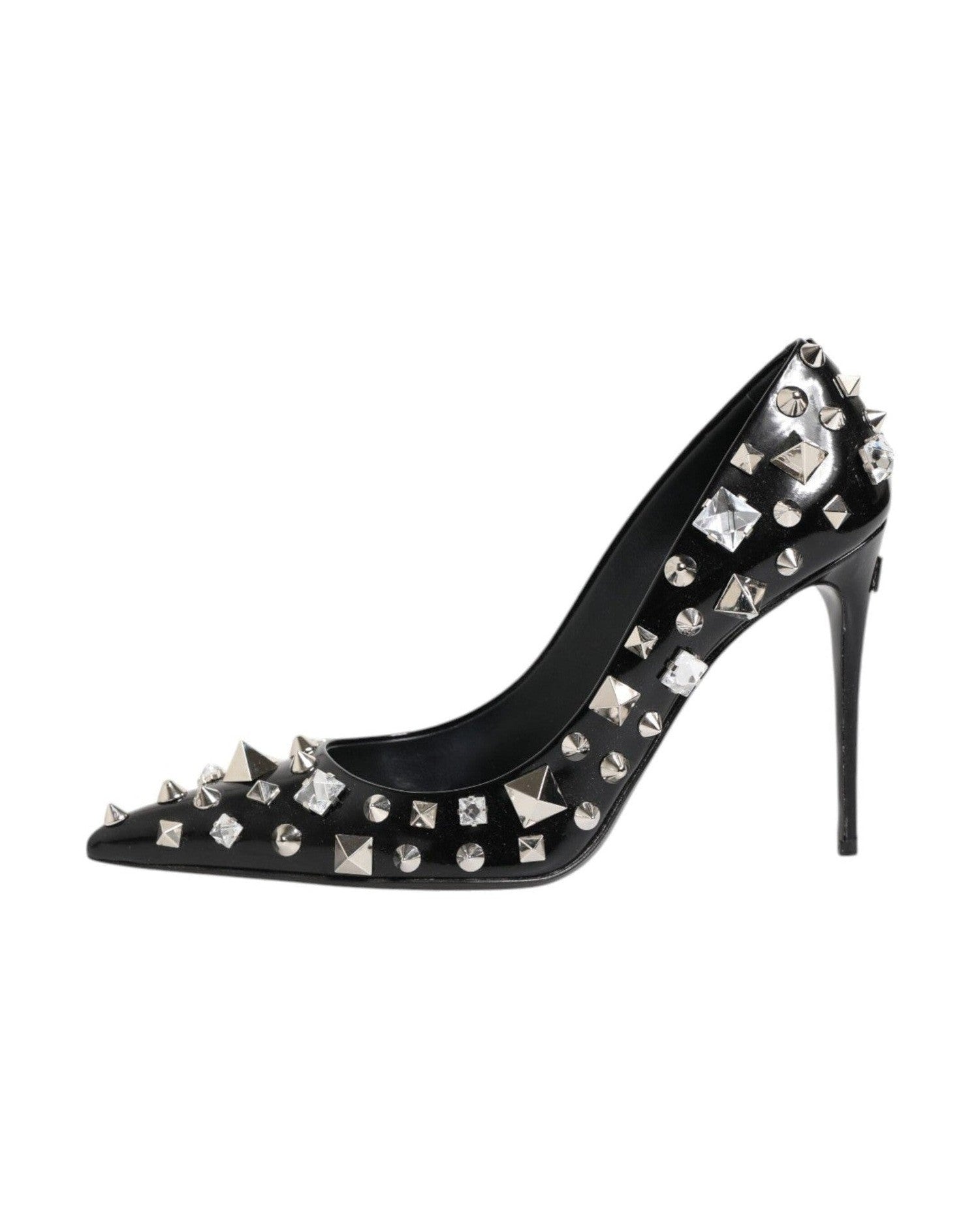 Dolce & Gabbana Black Crystals Studs Stiletto Pumps Shoes Glam Steals