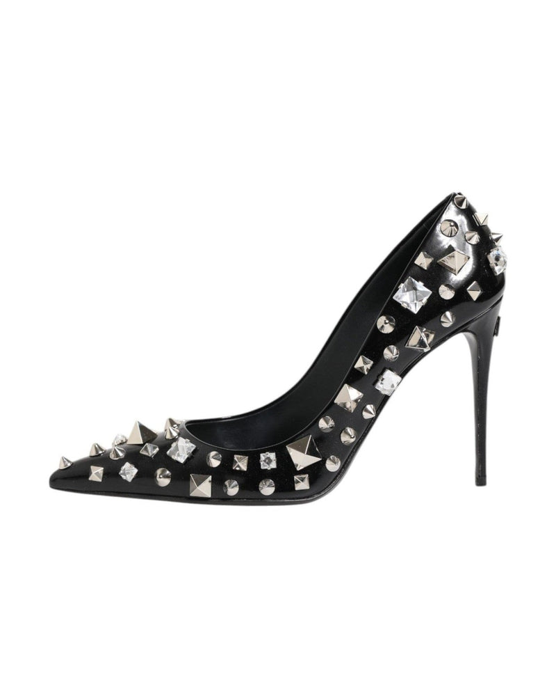 Dolce & Gabbana Black Crystals Studs Stiletto Pumps Shoes Glam Steals