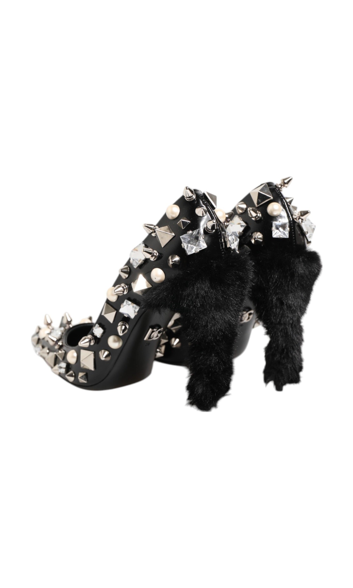 Dolce & Gabbana Black Crystals Studs Stiletto Pumps Shoes Glam Steals