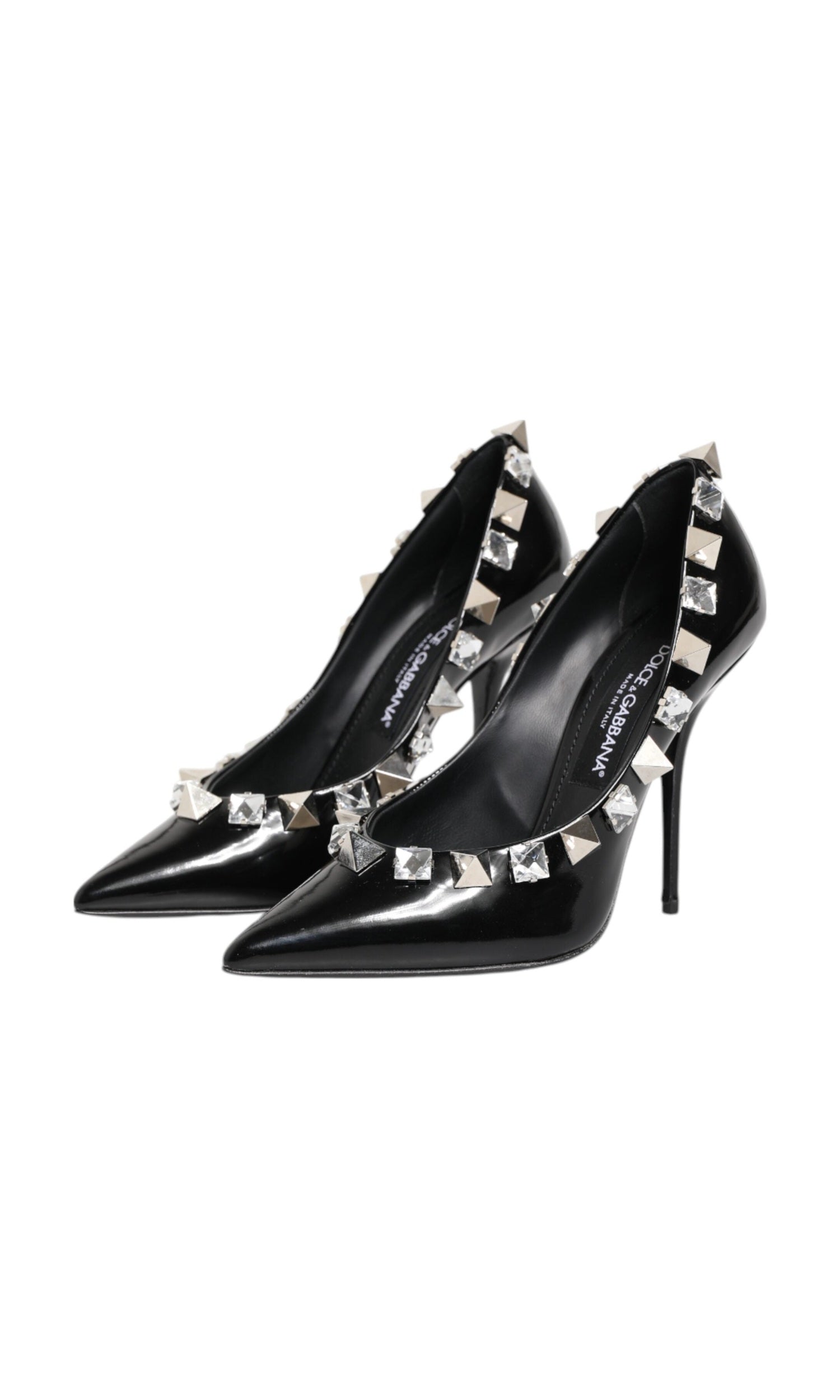 Dolce & Gabbana Black Crystals Studs Stiletto Pumps Shoes Glam Steals