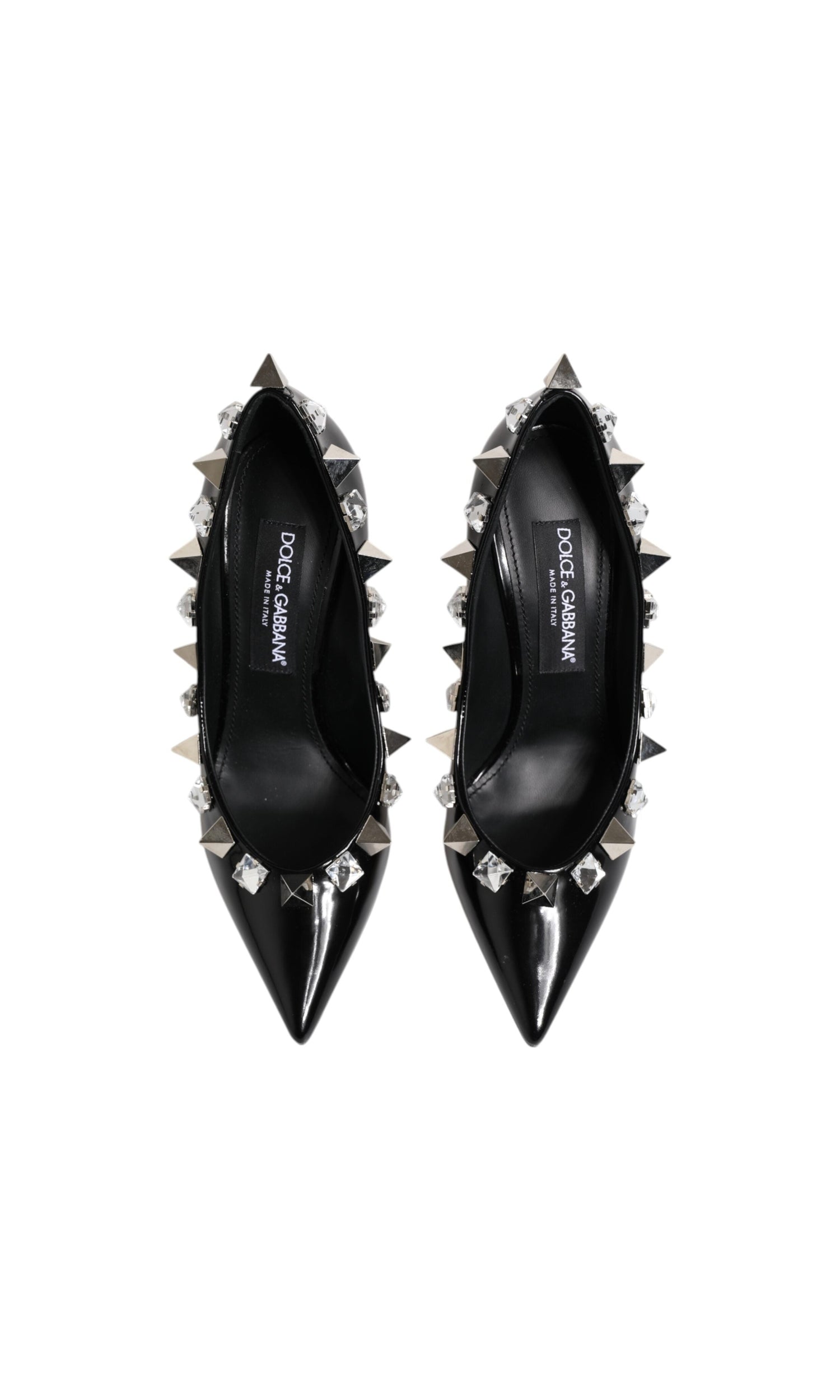 Dolce & Gabbana Black Crystals Studs Stiletto Pumps Shoes Glam Steals