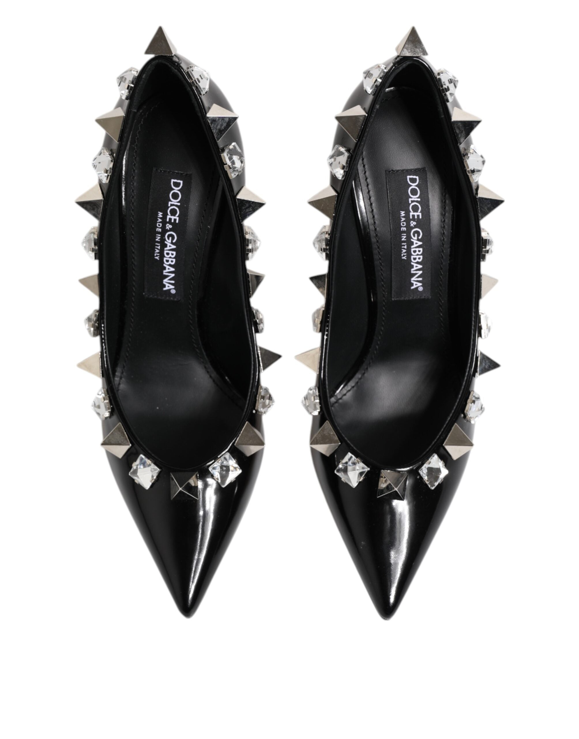 Dolce & Gabbana Black Crystals Studs Stiletto Pumps Shoes Glam Steals