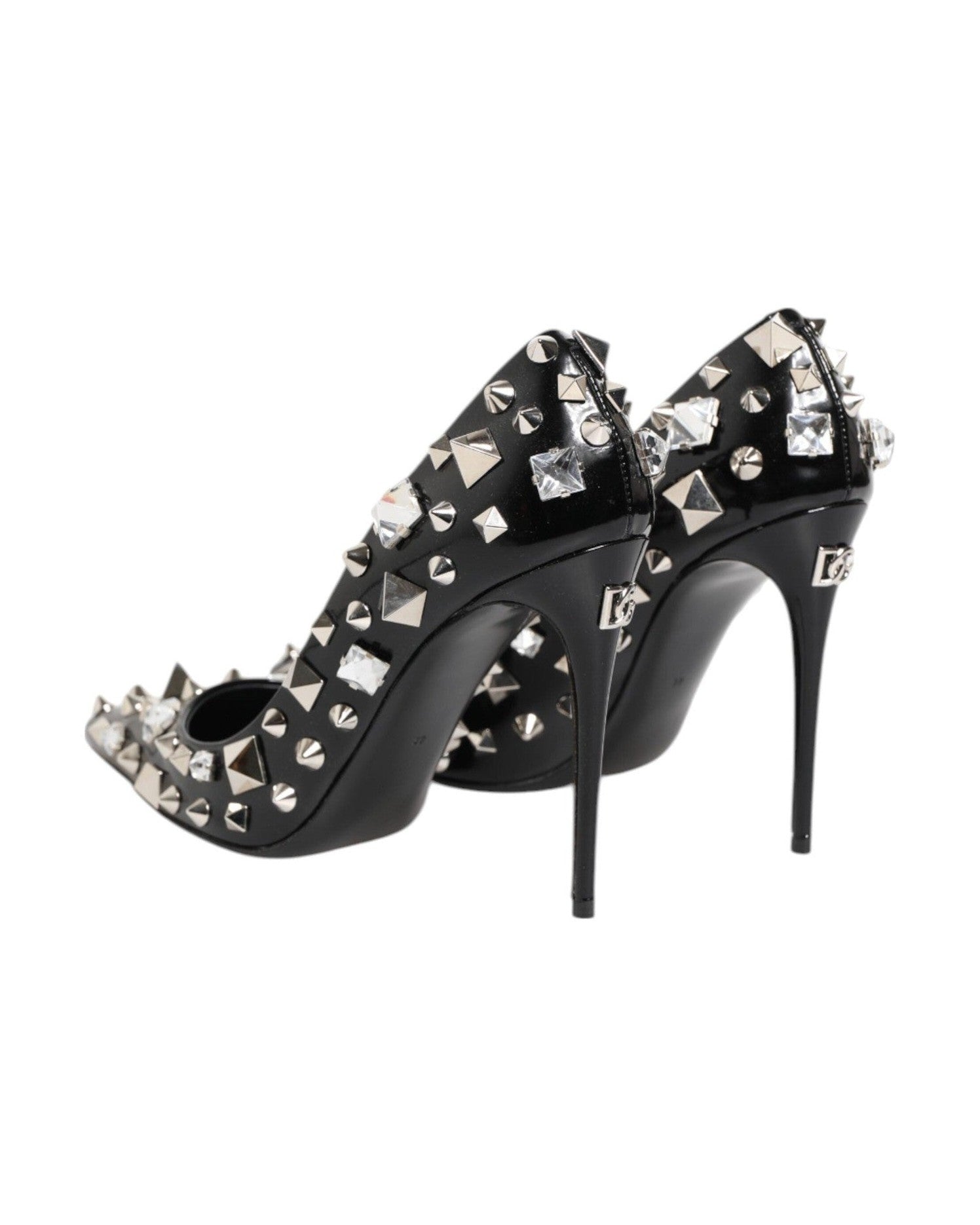 Dolce & Gabbana Black Crystals Studs Stiletto Pumps Shoes Glam Steals