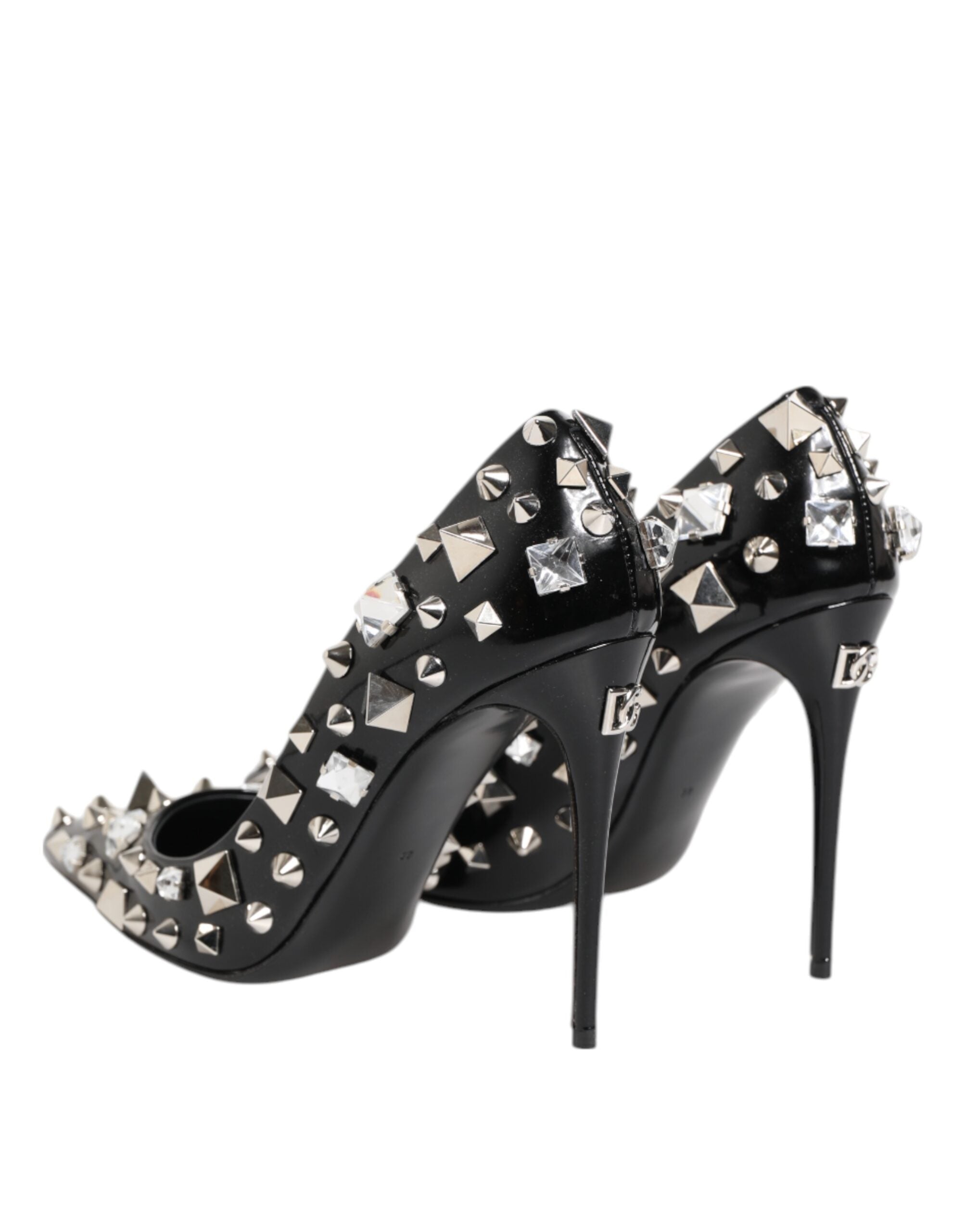 Dolce & Gabbana Black Crystals Studs Stiletto Pumps Shoes Glam Steals