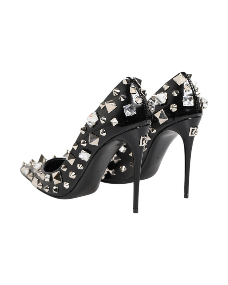 Dolce & Gabbana Black Crystals Studs Stiletto Pumps Shoes Glam Steals