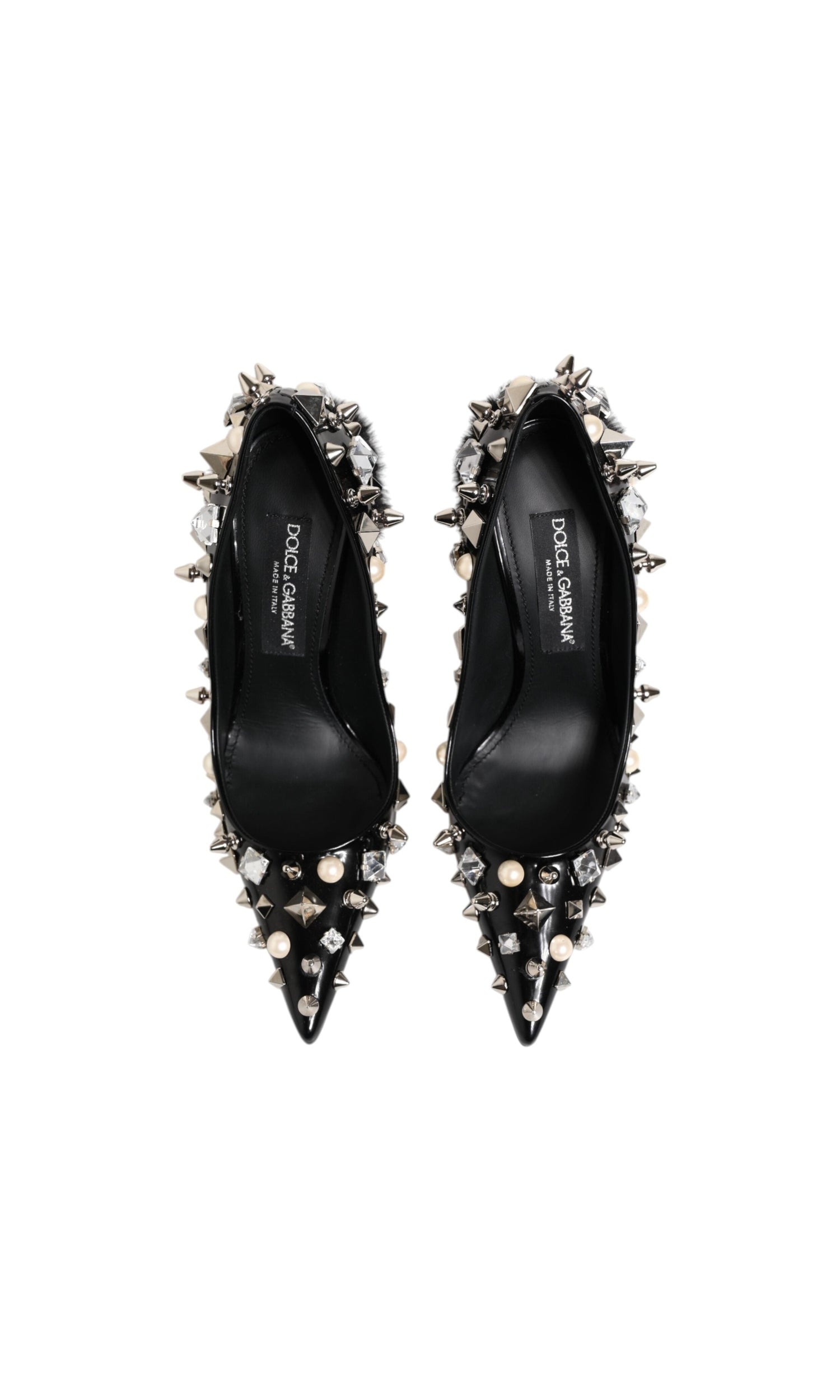 Dolce & Gabbana Black Crystals Studs Stiletto Pumps Shoes Glam Steals