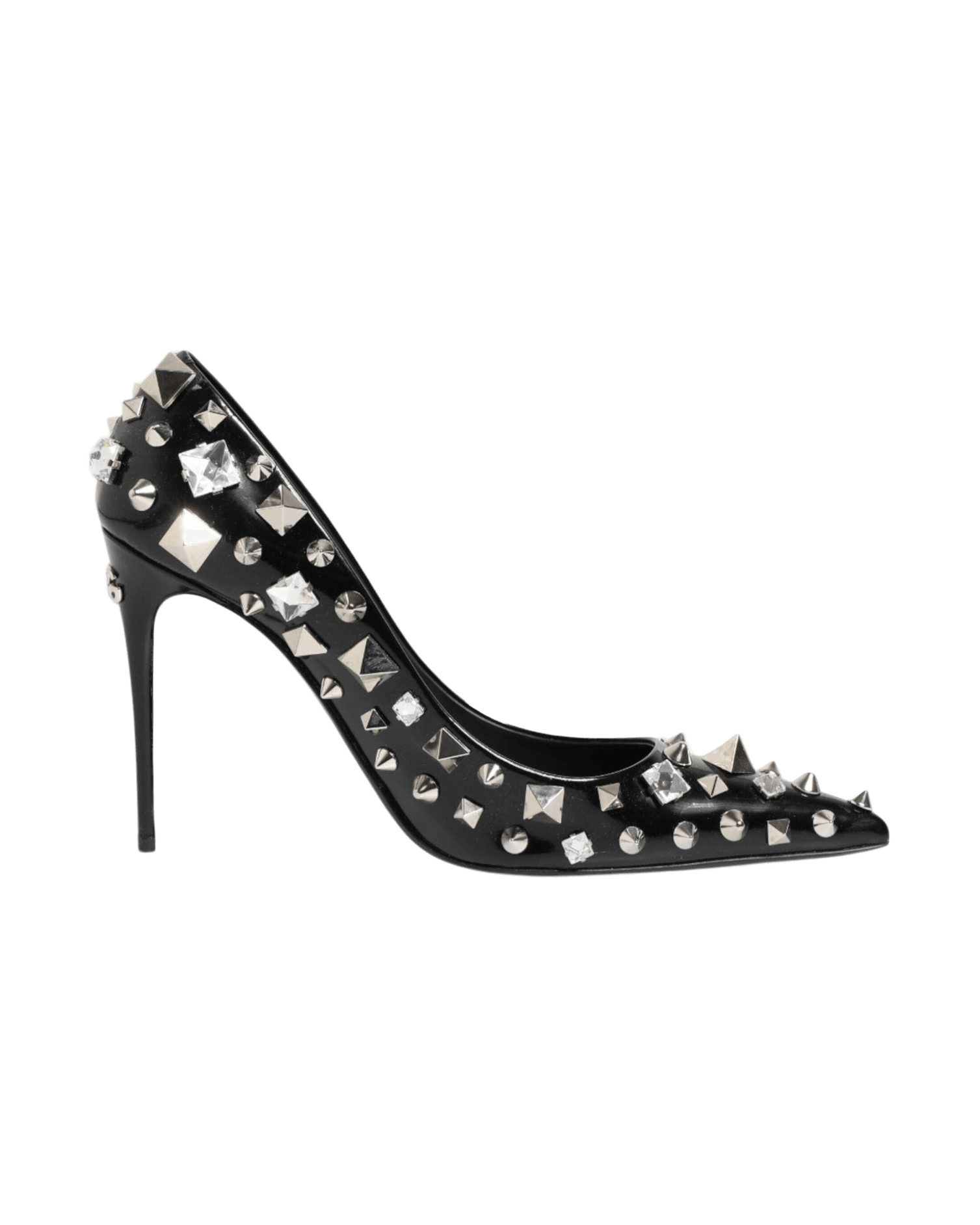 Dolce & Gabbana Black Crystals Studs Stiletto Pumps Shoes Glam Steals