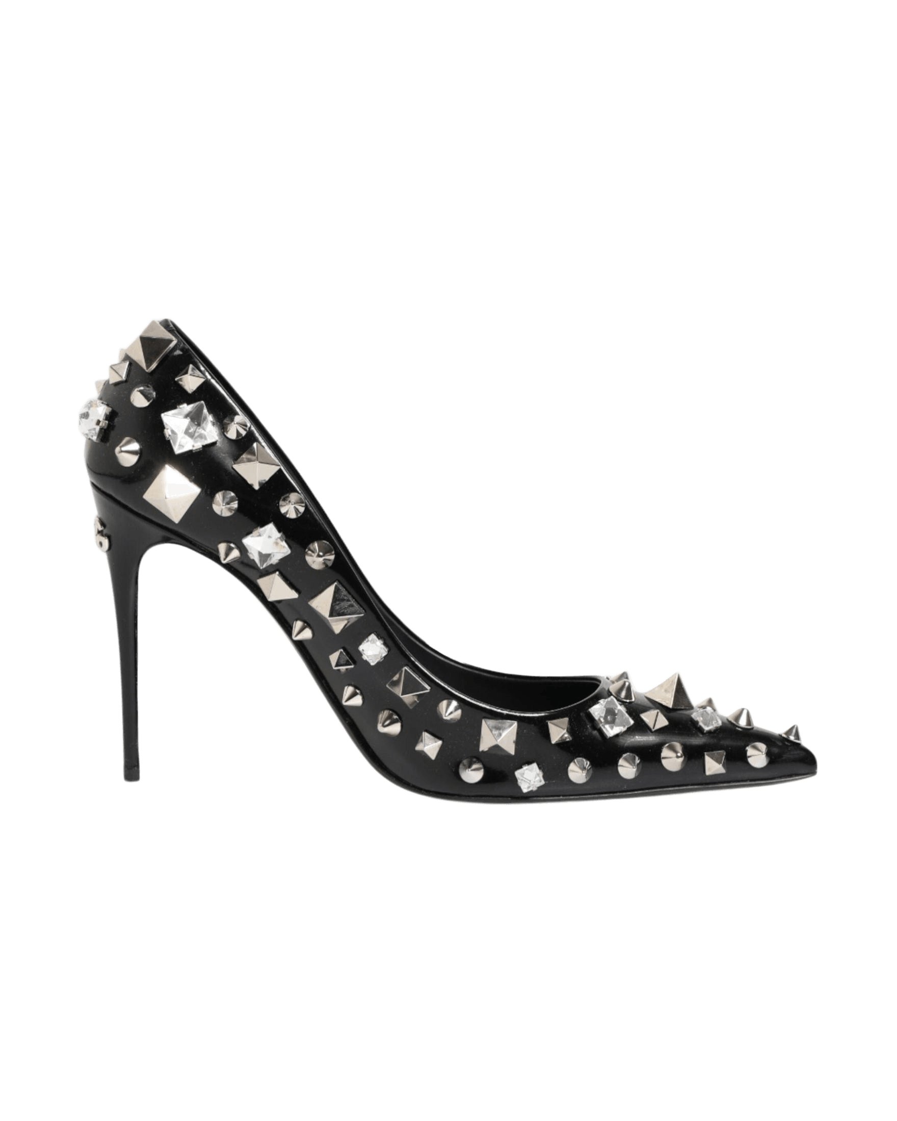Dolce & Gabbana Black Crystals Studs Stiletto Pumps Shoes Glam Steals