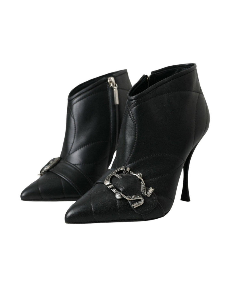 Dolce & Gabbana Black Devotion Quilted Buckled Boots Shoes Boots