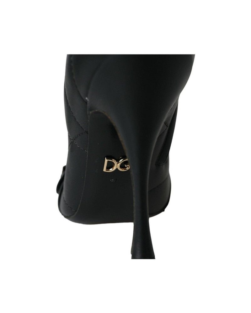 Dolce & Gabbana Black Devotion Quilted Buckled Boots Shoes Boots