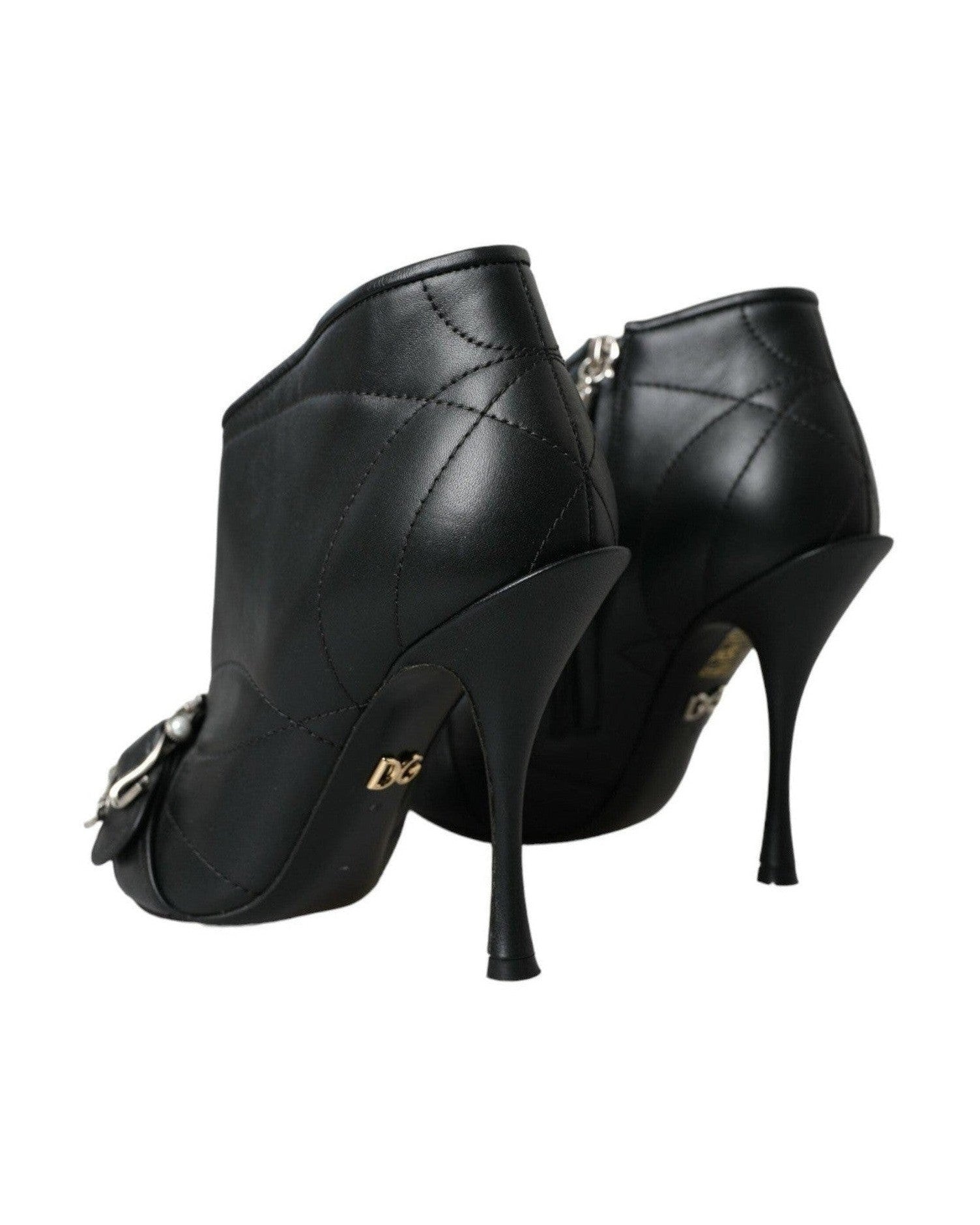 Dolce & Gabbana Black Devotion Quilted Buckled Boots Shoes Boots