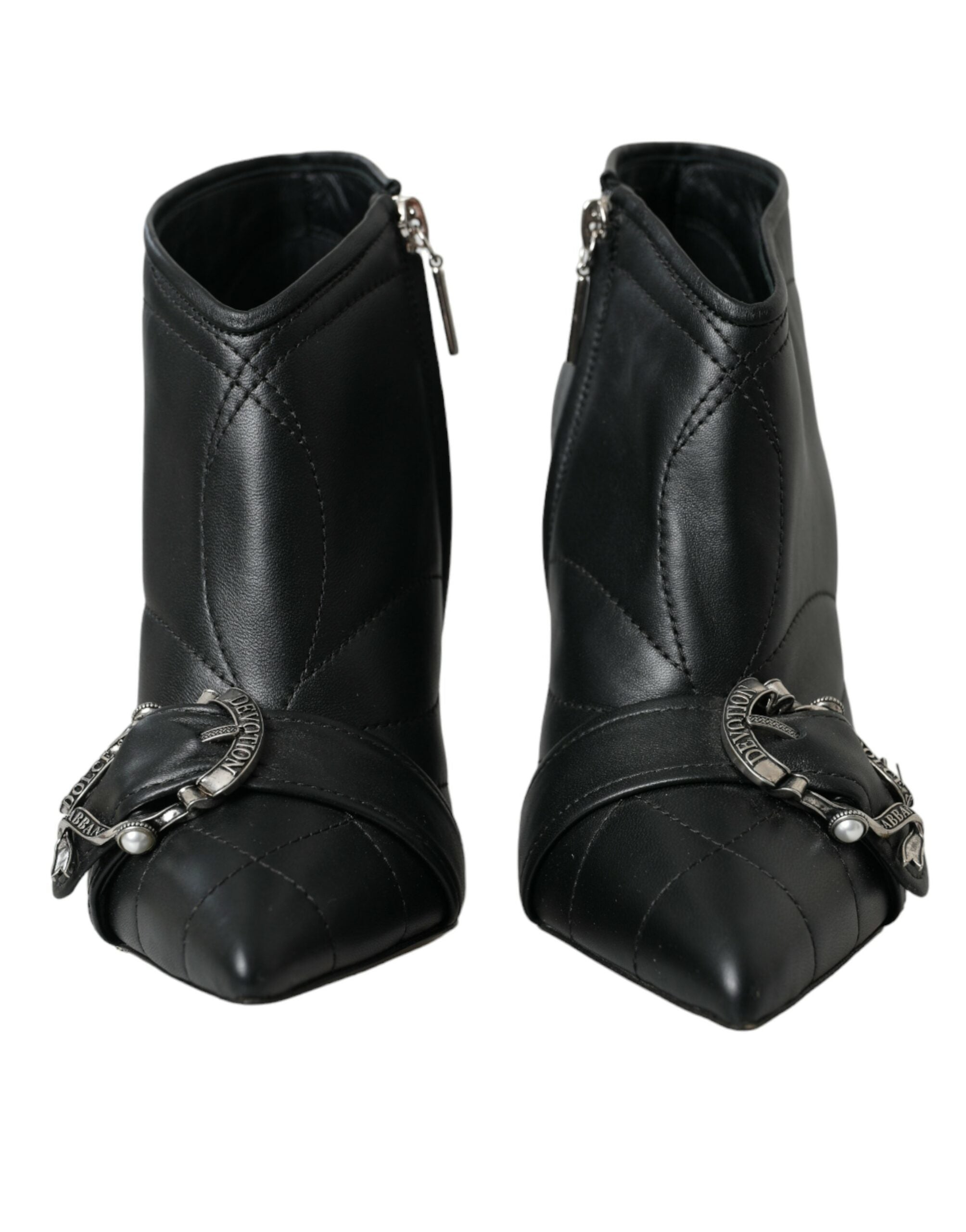 Dolce & Gabbana Black Devotion Quilted Buckled Boots Shoes Glam Steals