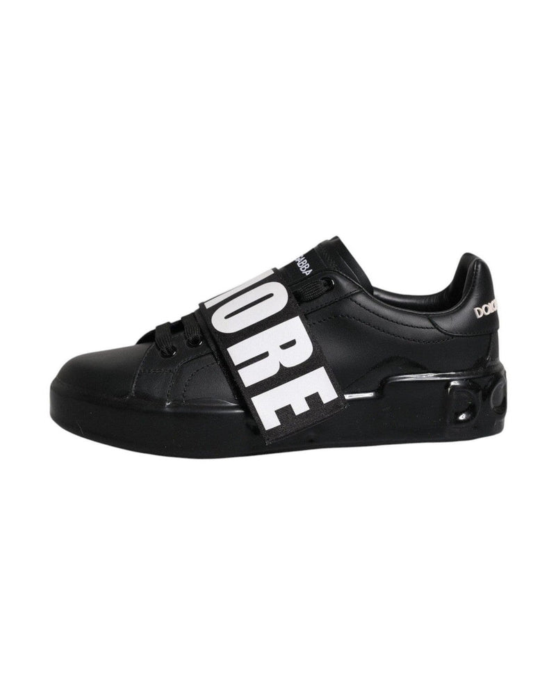 Dolce & Gabbana Black D&G Amore Low Top Sneakers Shoes Glam Steals