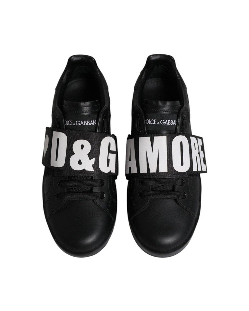 Dolce & Gabbana Black D&G Amore Low Top Sneakers Shoes Glam Steals