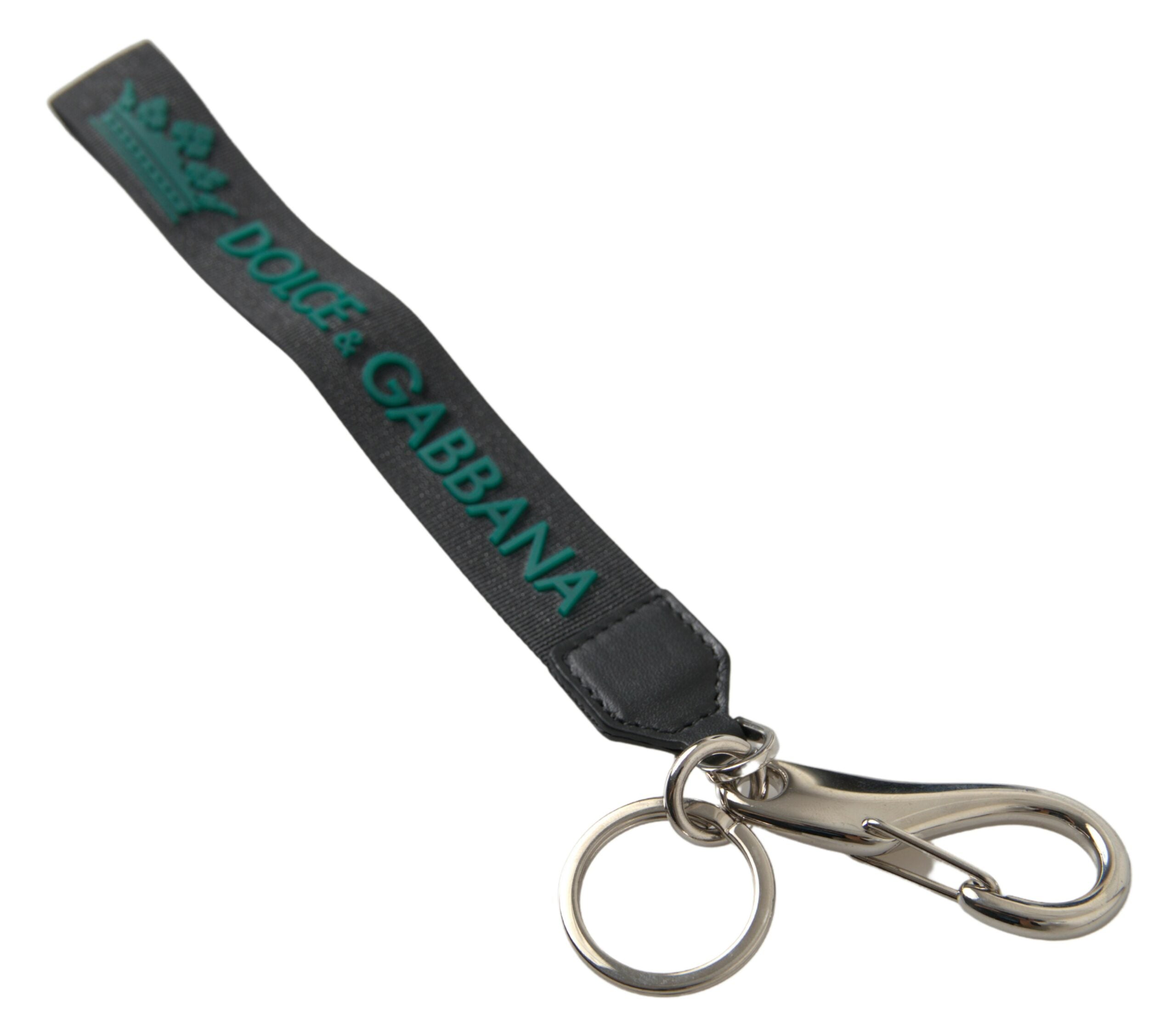 Dolce & Gabbana Black Dg Logo Rubber Silver Tone Metal Keychain Glam Steals