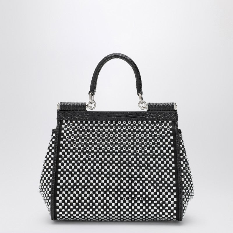 Dolce & Gabbana Black Dolce&gabbana Sicily Medium Handbag with Crystals Glam Steals