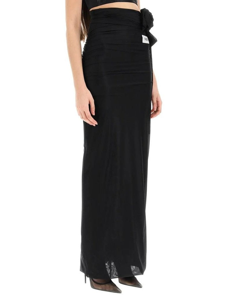Dolce & Gabbana Black Elastane Long Skirt Skirts