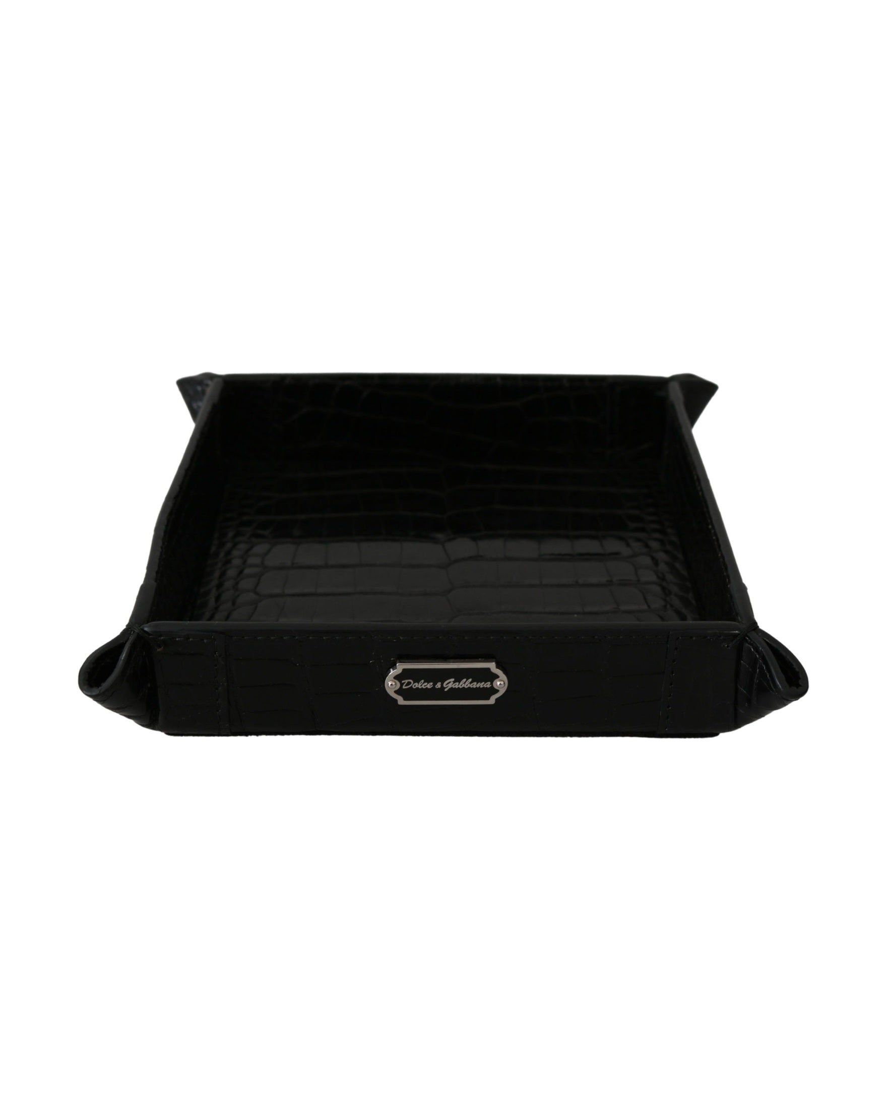 Dolce & Gabbana Black Elegant Exotic Skin Entry Tray Glam Steals