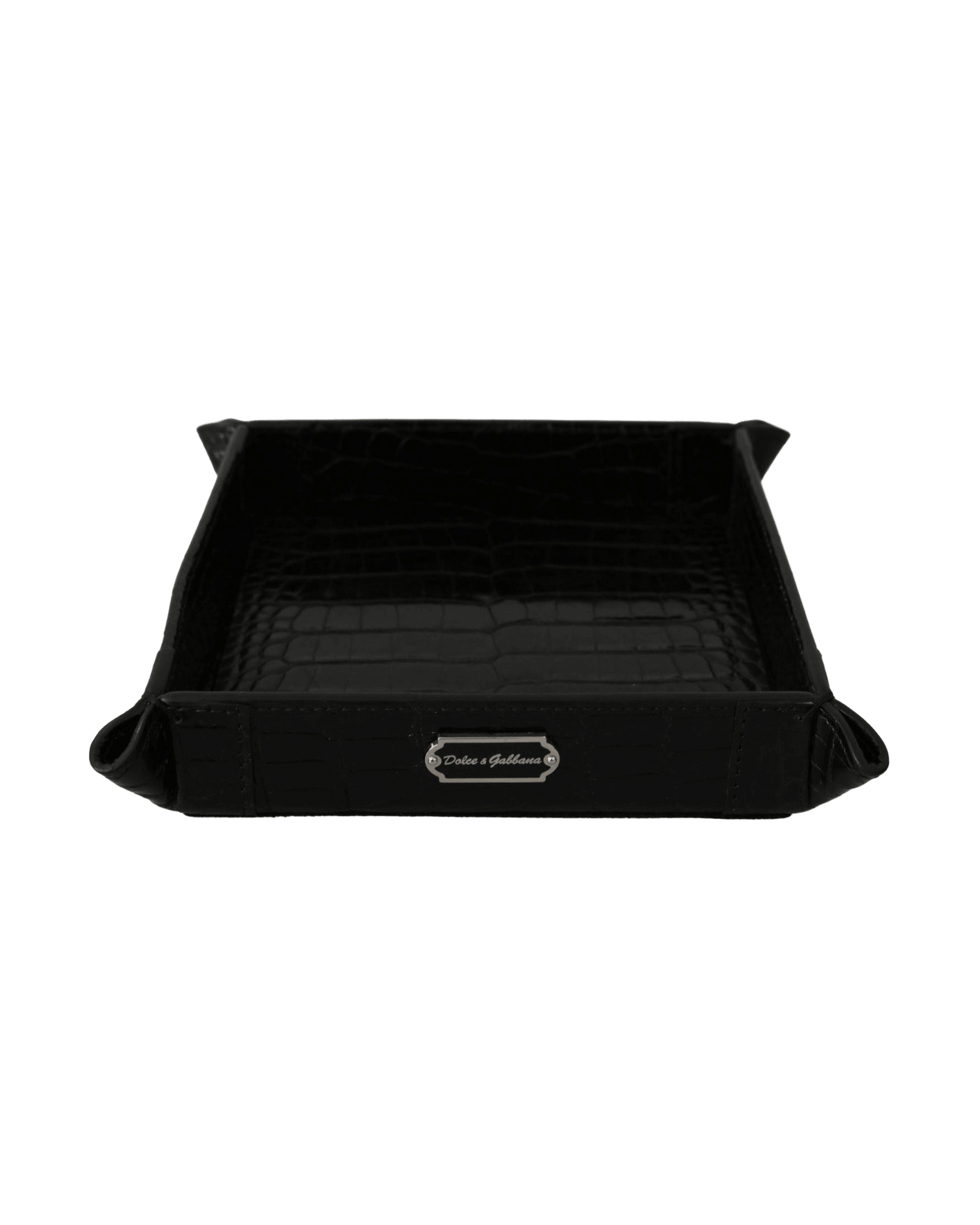 Dolce & Gabbana Black Elegant Exotic Skin Entry Tray Glam Steals