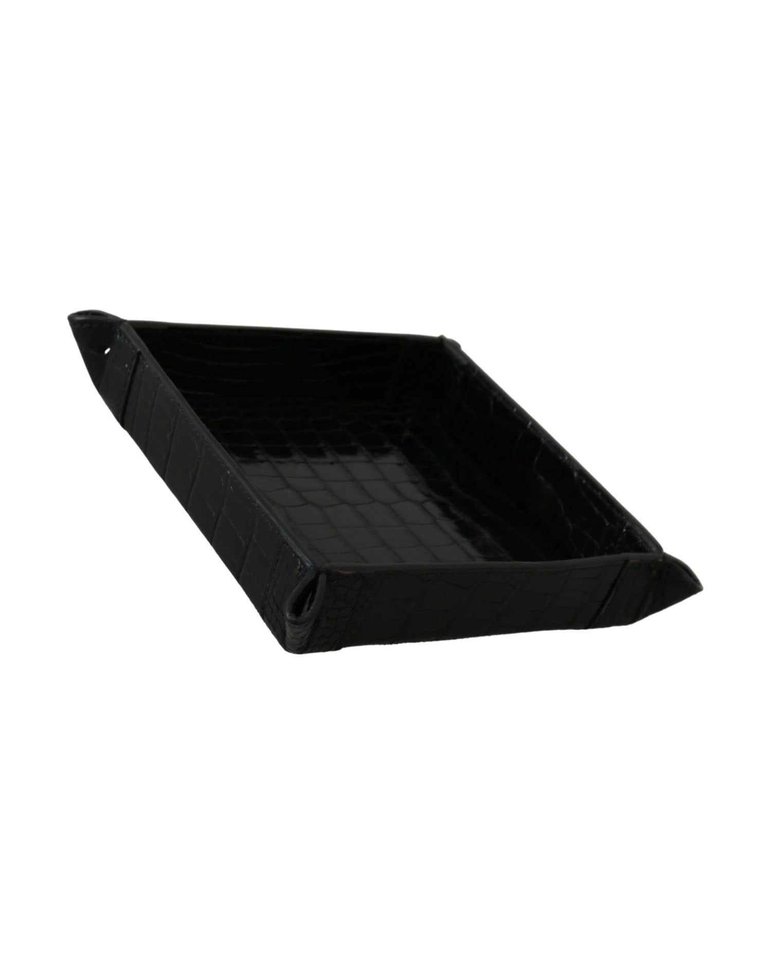 Dolce & Gabbana Black Elegant Exotic Skin Entry Tray Glam Steals